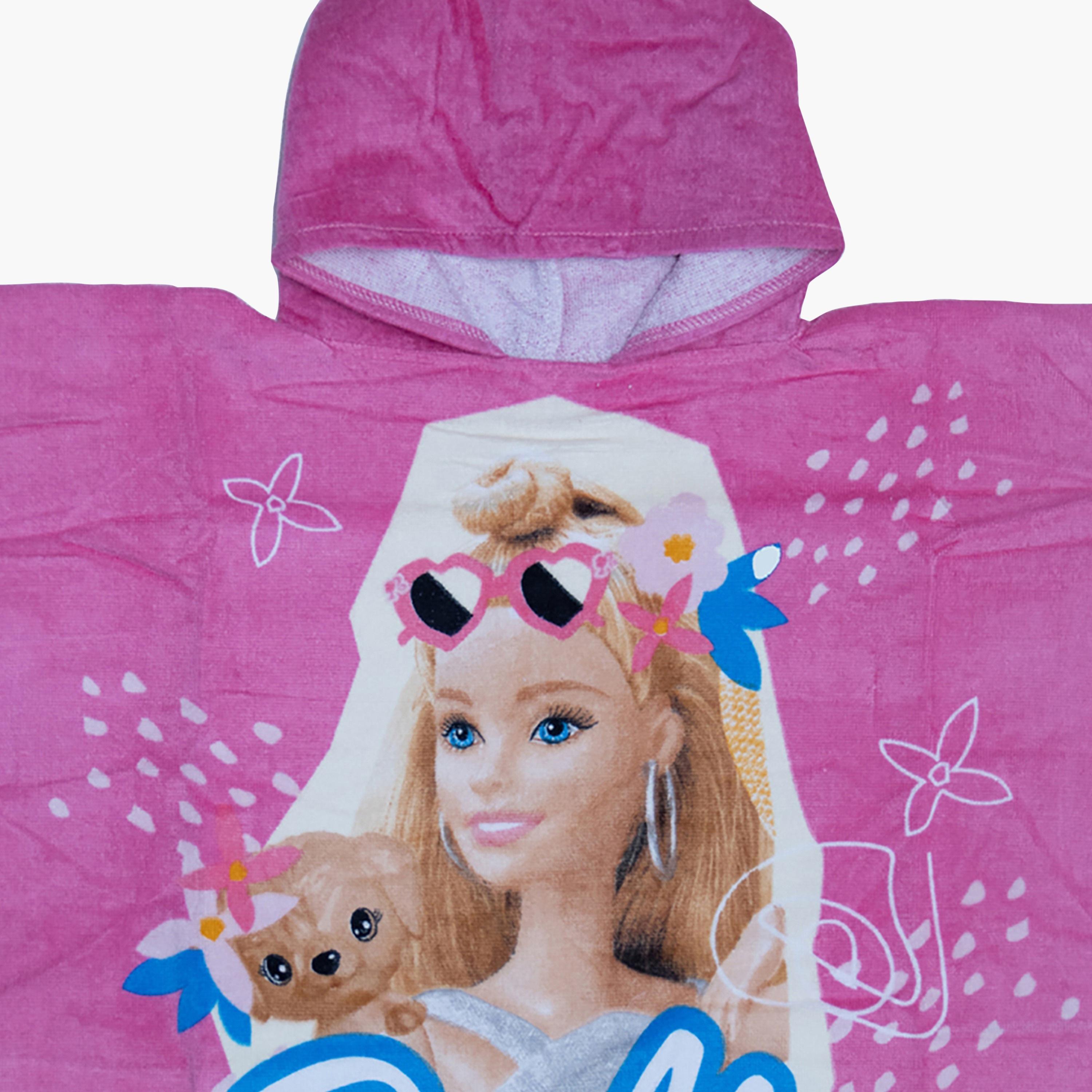 Barbie Soft & Absorbent Hooded Bath Towel - Pink-baby-bathandcare-towels-image-3