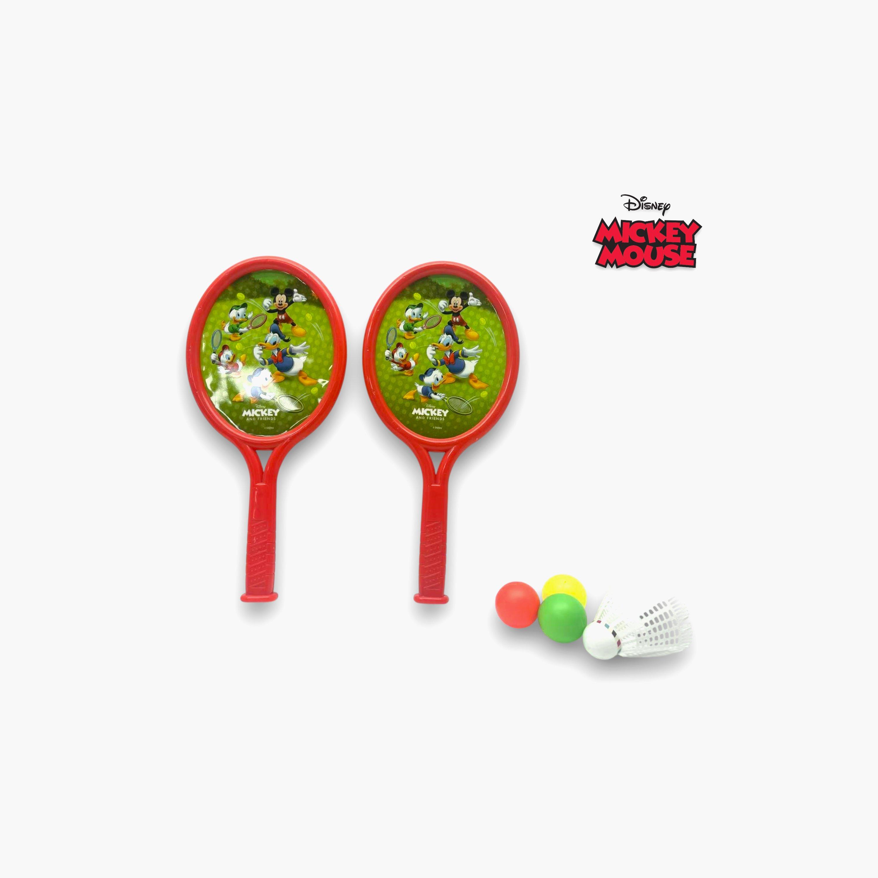 Disney Mickey Mouse Racket Set with 2 Rackets, Balls & Shuttlecock - Multicolor-toys-outdoor-activity-image-1