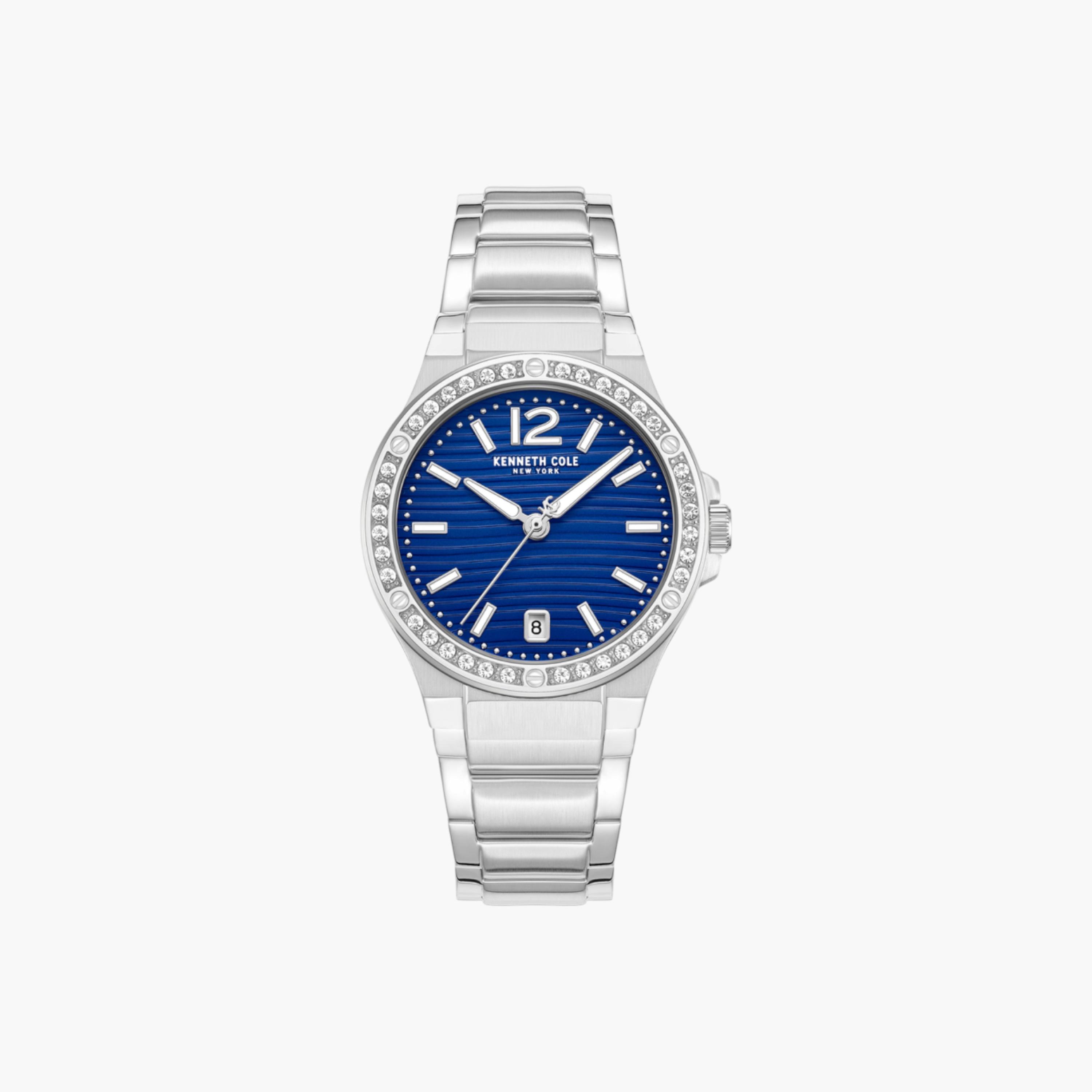 Glenville Blue Dial Silver Stainless Steel Bracelet Analog Watch for Women - 32mm-women-watchesandjewellery-watches-image-1
