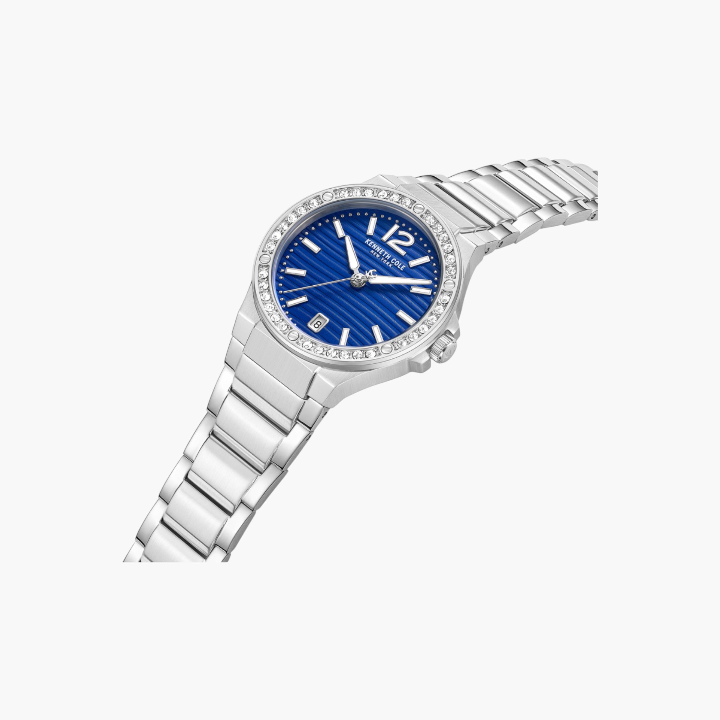 Glenville Blue Dial Silver Stainless Steel Bracelet Analog Watch for Women - 32mm-women-watchesandjewellery-watches-image-2