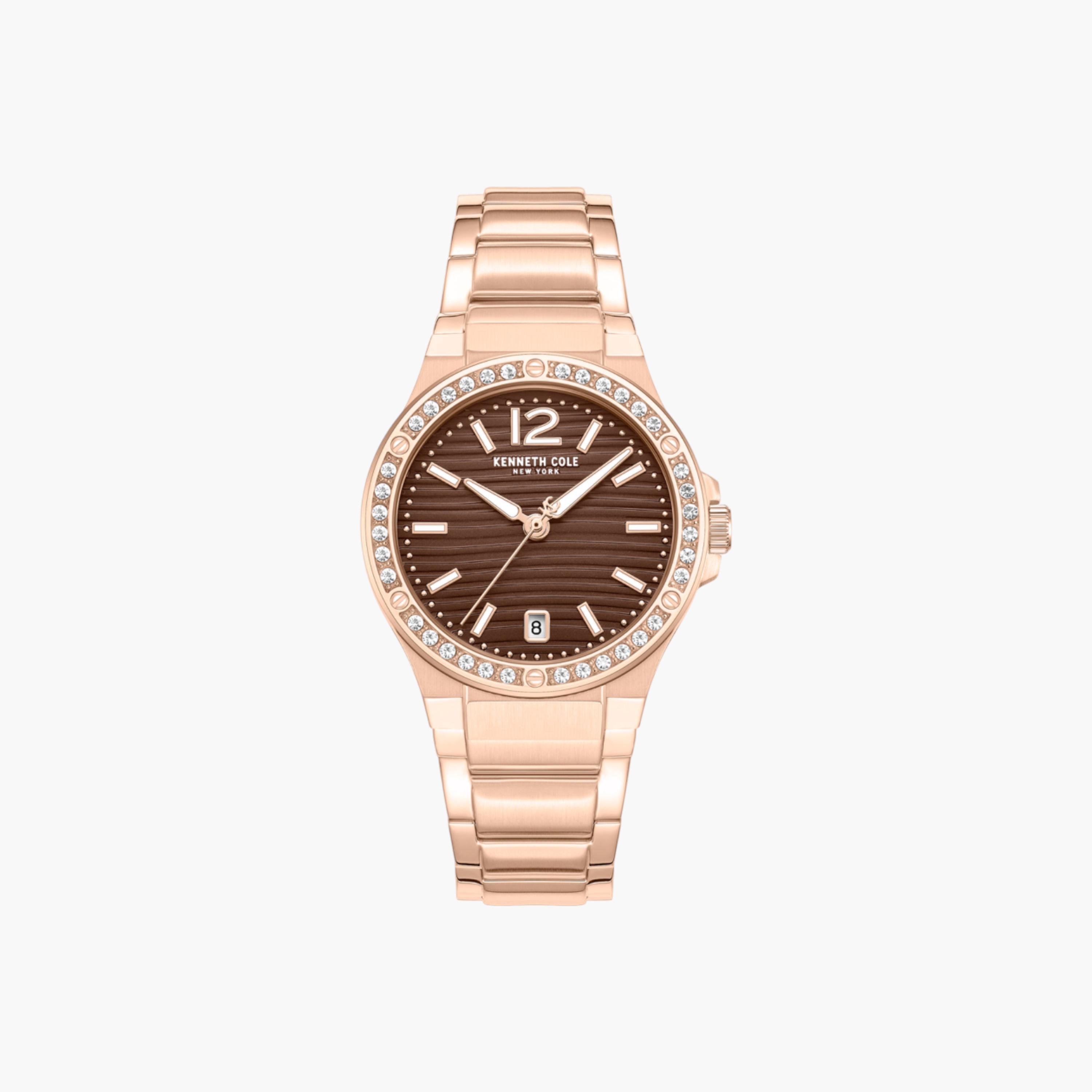 Glenville Chocolate Dial Rose Gold Stainless Steel Bracelet Analog Watch for Women - 32mm-women-watchesandjewellery-watches-image-1