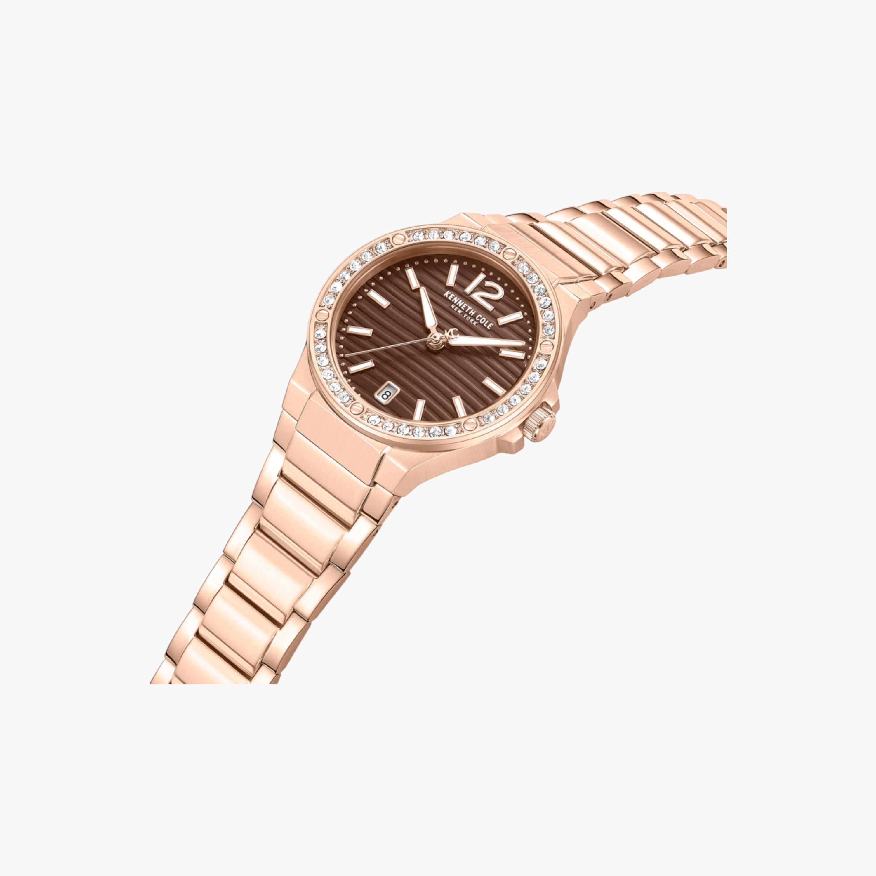 Glenville Chocolate Dial Rose Gold Stainless Steel Bracelet Analog Watch for Women - 32mm-women-watchesandjewellery-watches-image-2