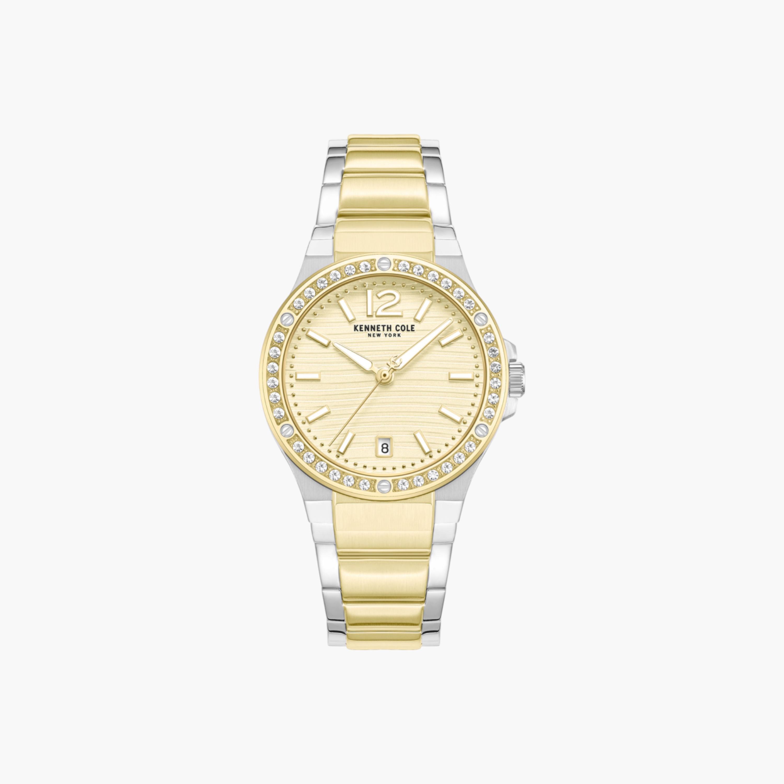 Glenville Champagne Dial Silver Gold Stainless Steel Bracelet Analog Watch for Women - 32mm-women-watchesandjewellery-watches-image-1