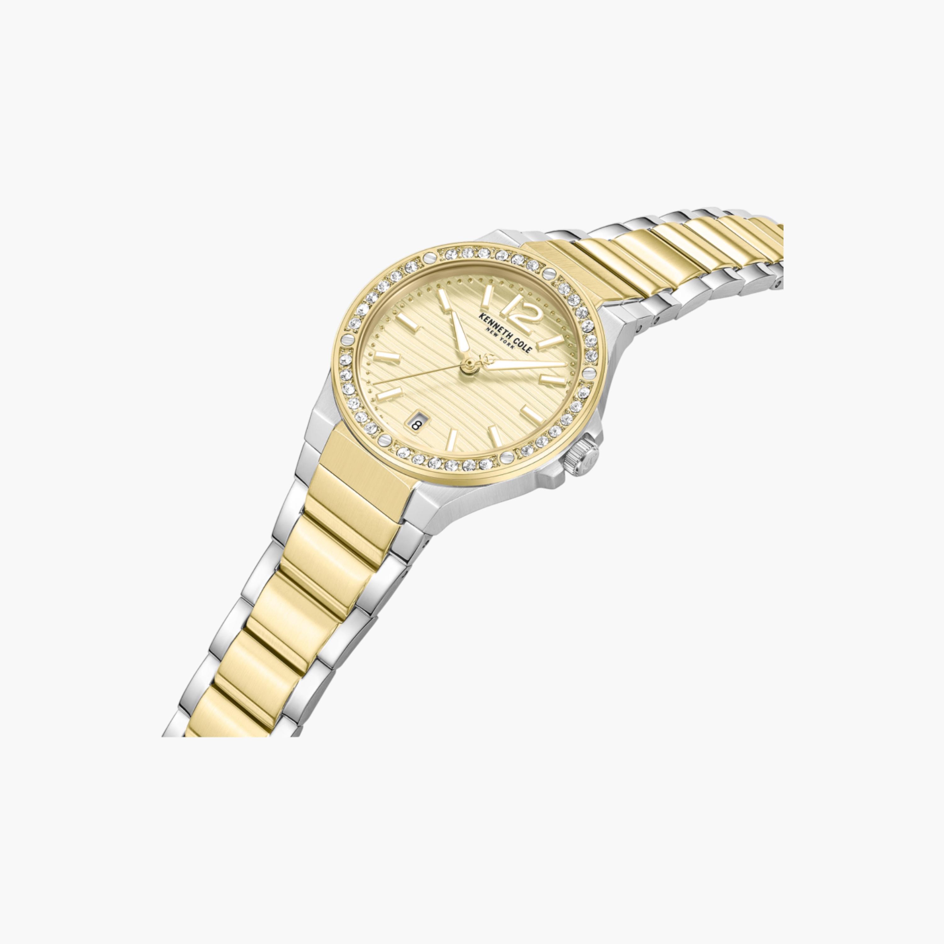 Glenville Champagne Dial Silver Gold Stainless Steel Bracelet Analog Watch for Women - 32mm-women-watchesandjewellery-watches-image-2