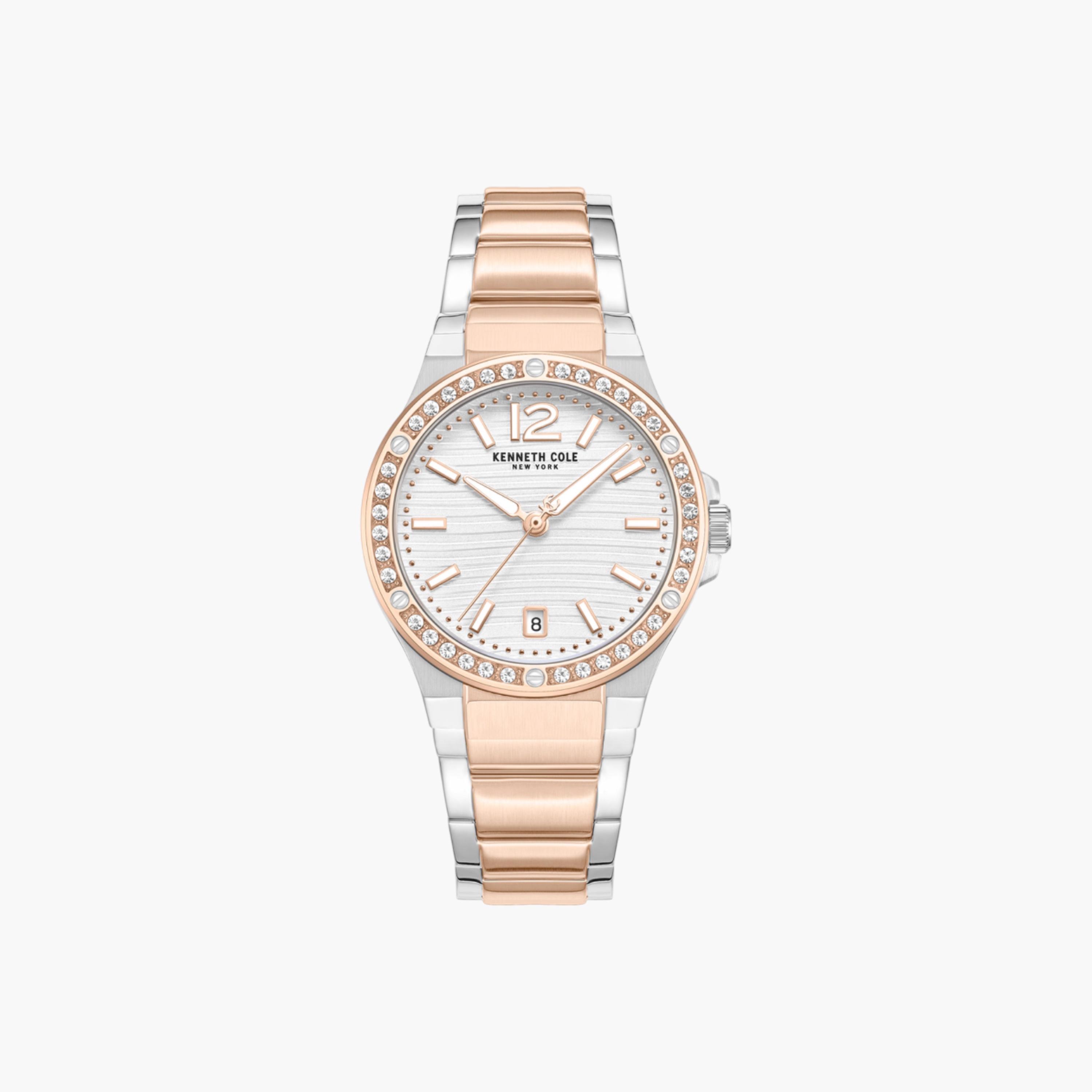 Glenville Silver Dial Silver Rose Gold Stainless Steel Bracelet Analog Watch for Women - 32mm-women-watchesandjewellery-watches-image-1