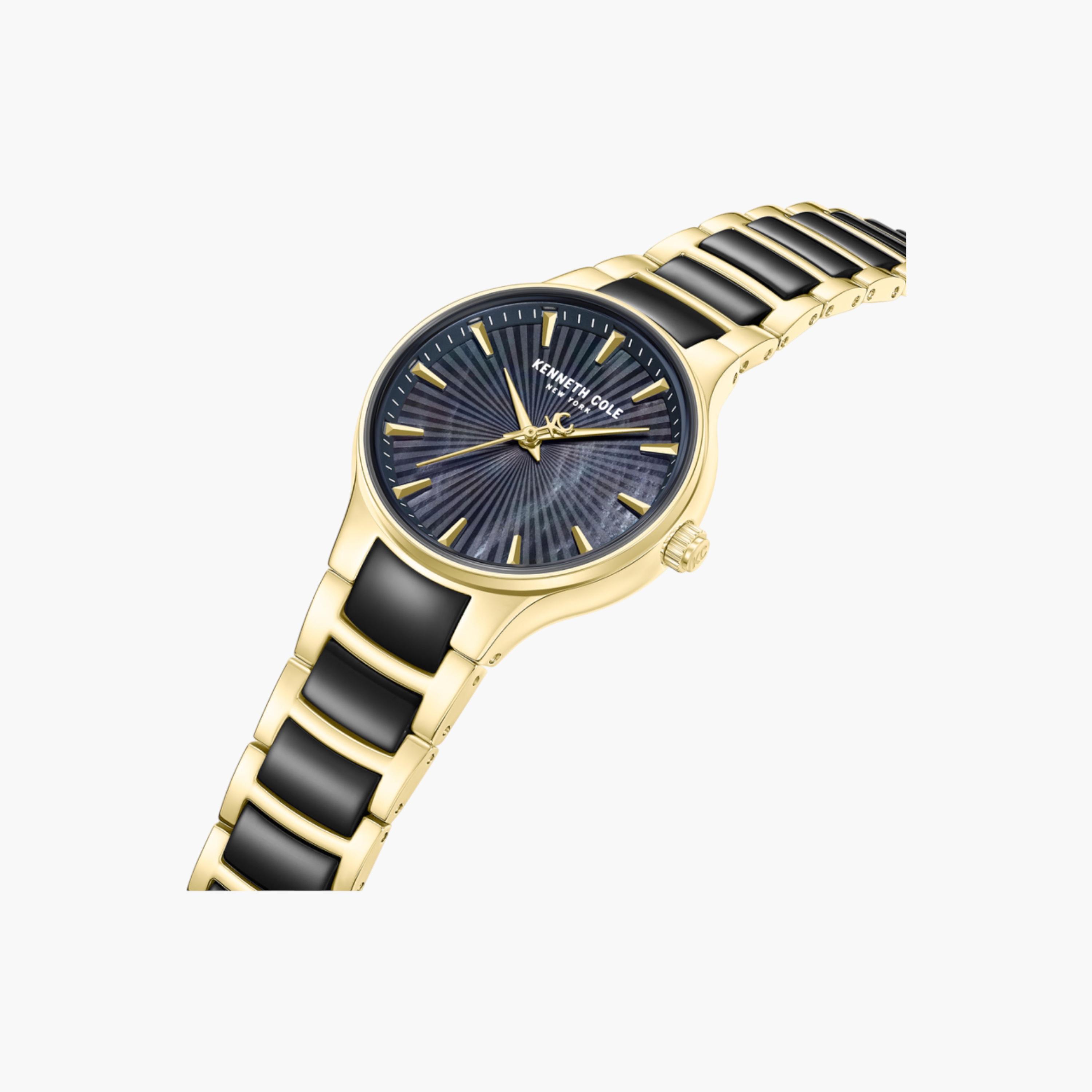 Monroe Black Mother-of-pearl Dial Stainless Steel Bracelet Analog Watch for Women - 34mm-women-watchesandjewellery-watches-image-2
