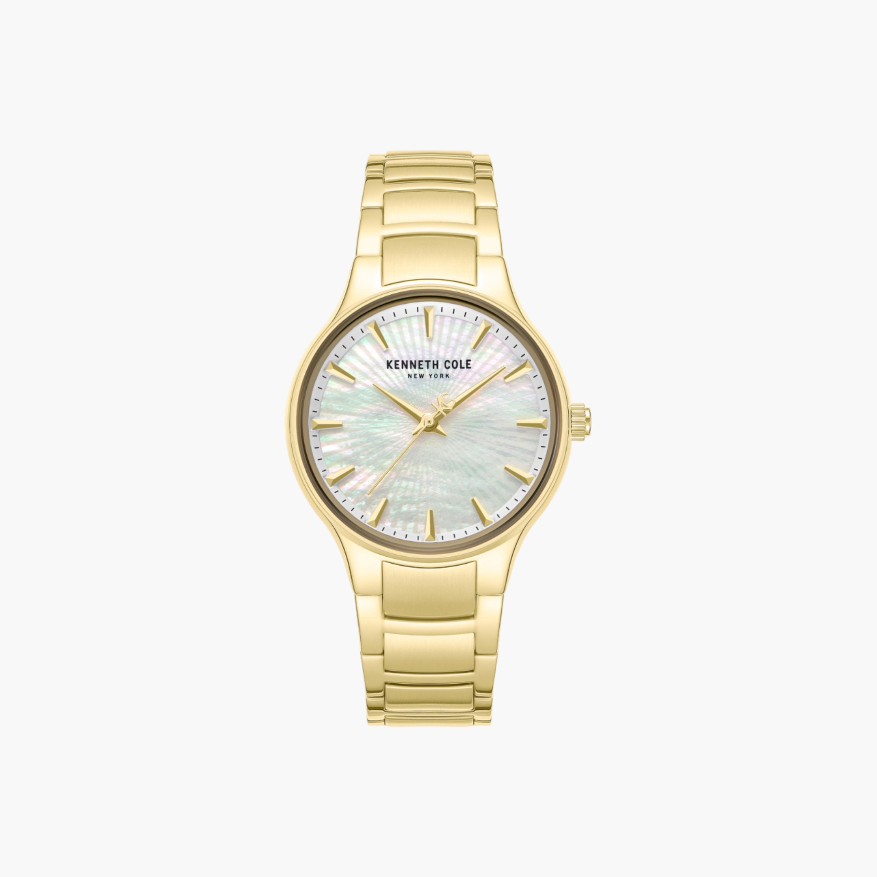 ساعة تناظرية بسوار ستانلس ستيل ومينا أبيض من عرق اللؤلؤ للنساء من مونرو - 34 ملم-women-watchesandjewellery-watches-image-1