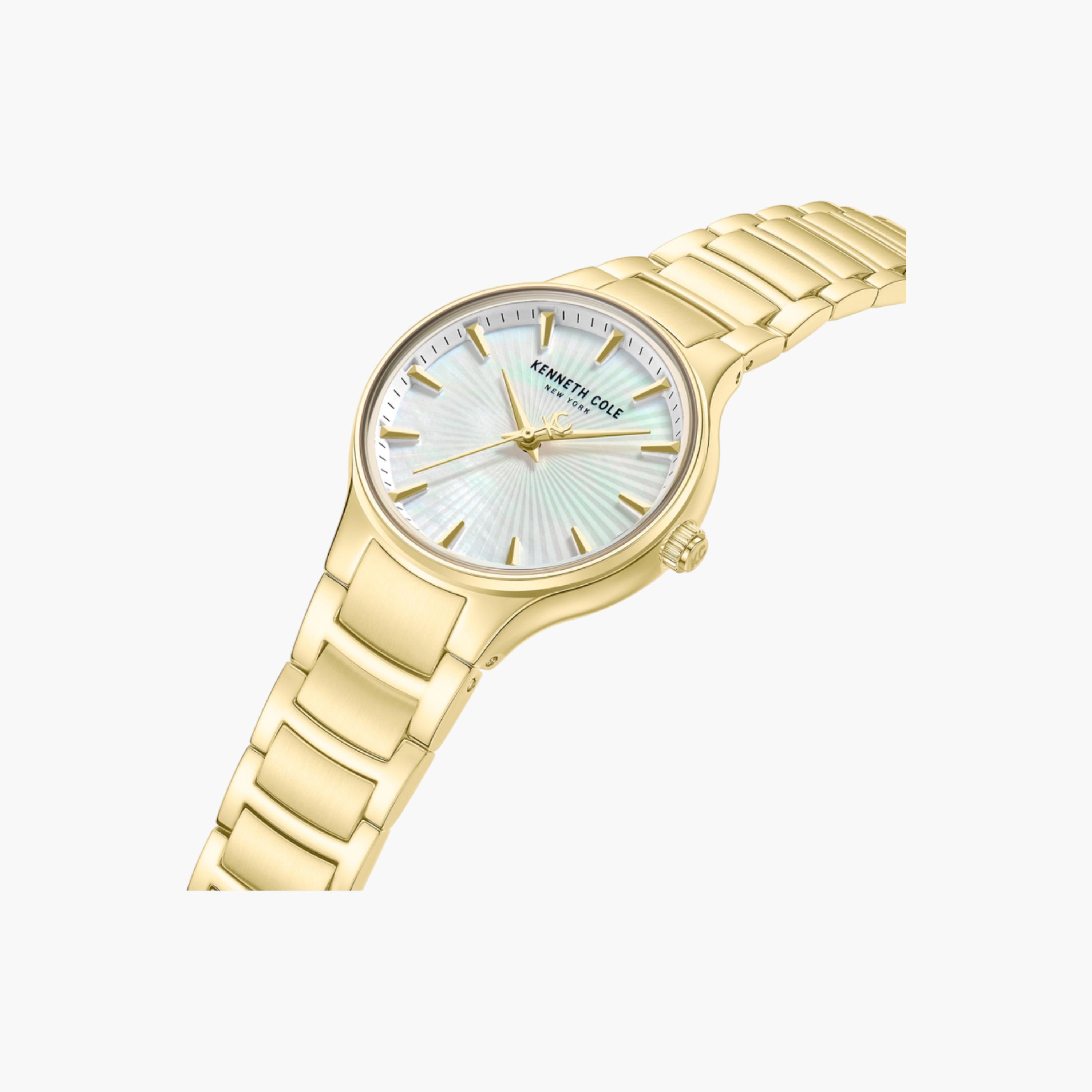 ساعة تناظرية بسوار ستانلس ستيل ومينا أبيض من عرق اللؤلؤ للنساء من مونرو - 34 ملم-women-watchesandjewellery-watches-image-2