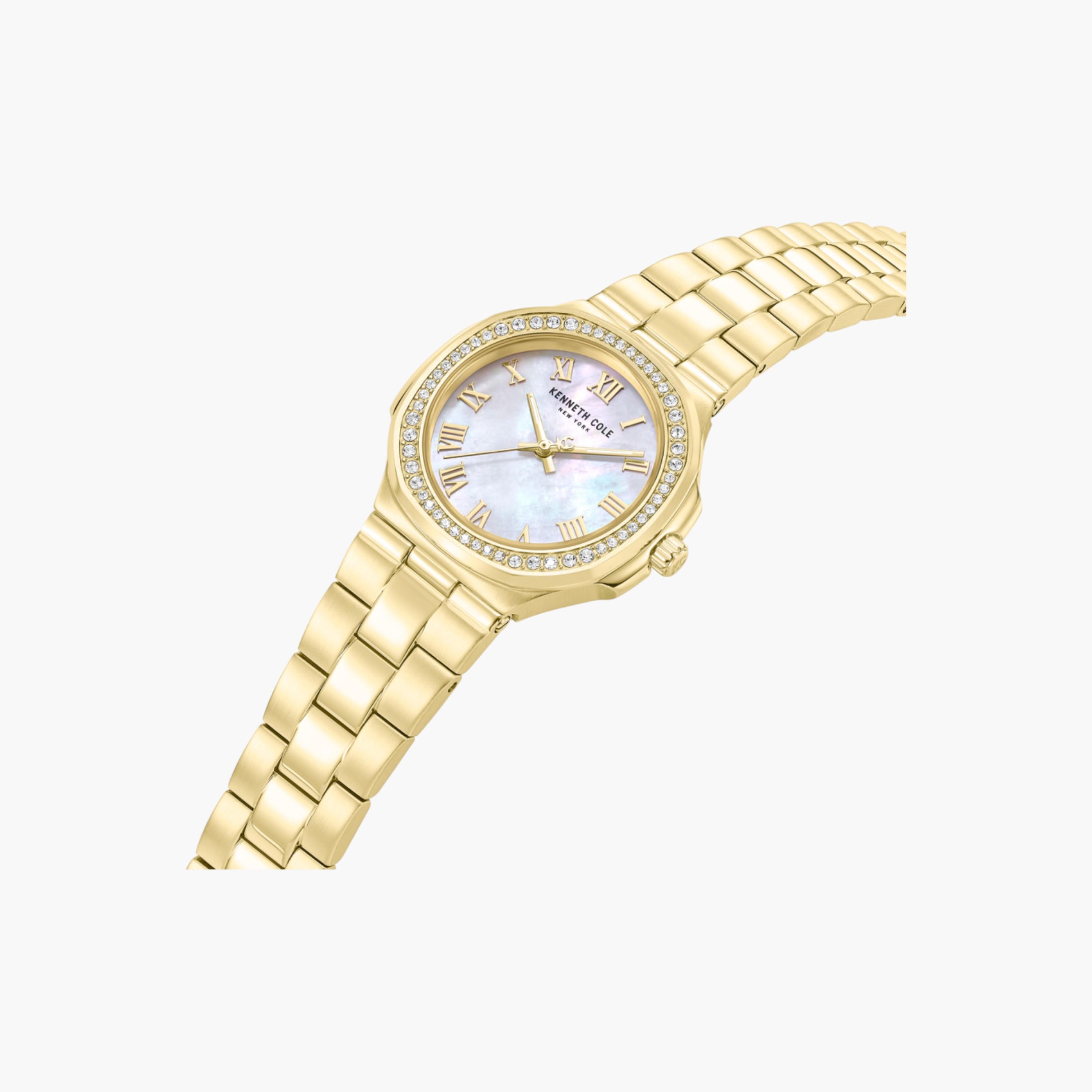 ساعة تناظرية بسوار ستانلس ستيل ومينا أبيض من عرق اللؤلؤ للنساء من روكلاند - 33 ملم-women-watchesandjewellery-watches-image-2
