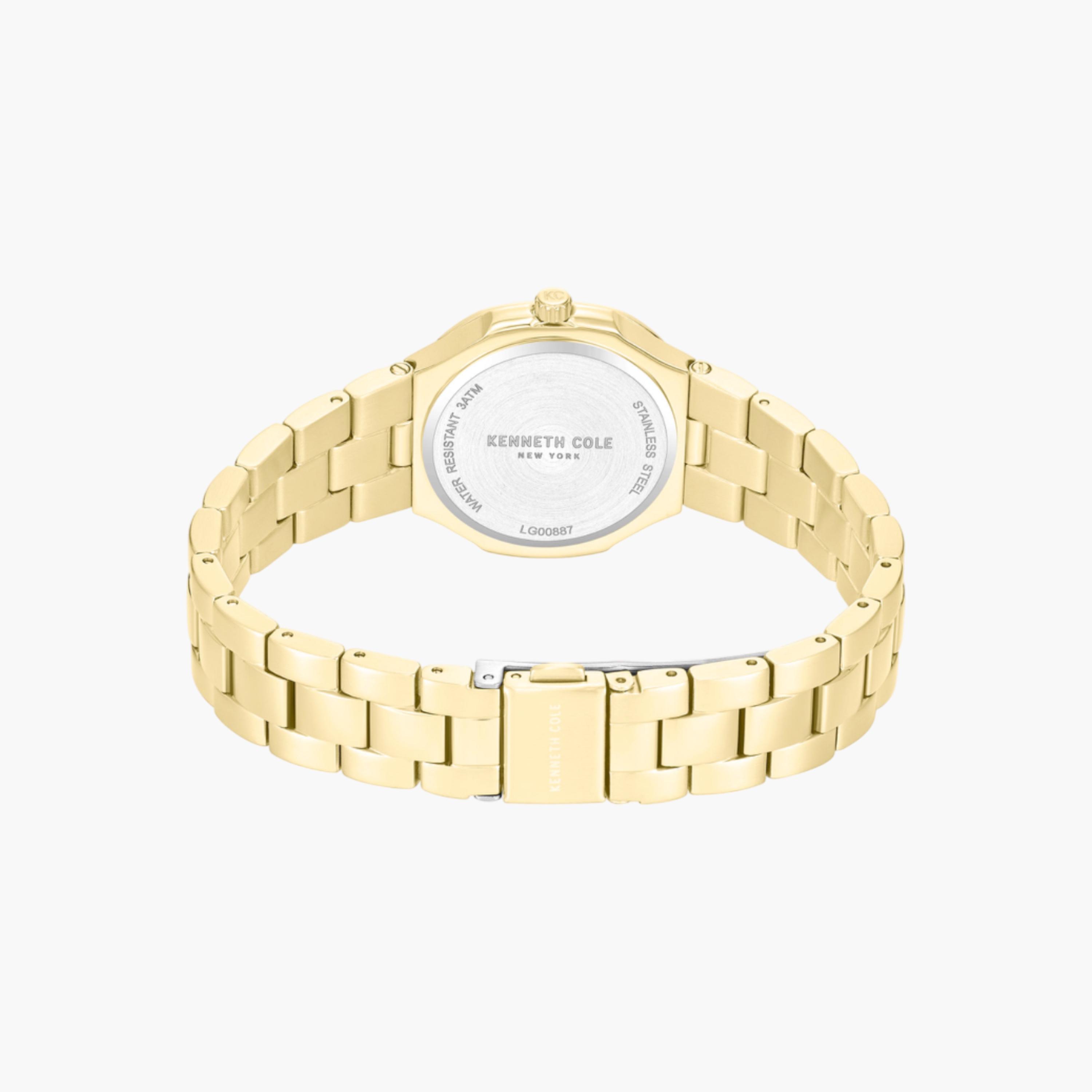 ساعة تناظرية بسوار ستانلس ستيل ومينا أبيض من عرق اللؤلؤ للنساء من روكلاند - 33 ملم-women-watchesandjewellery-watches-image-3