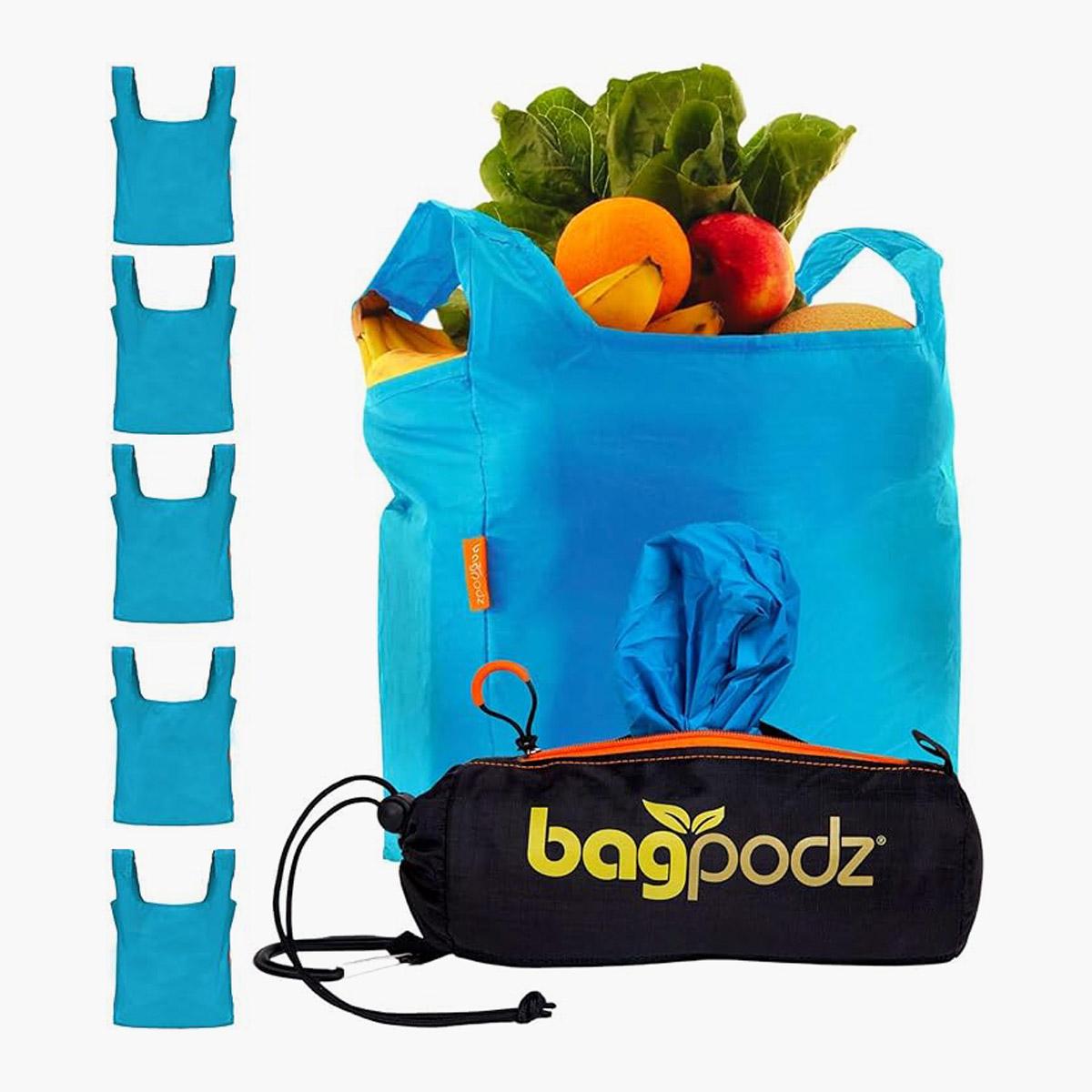 BagPodz 5-Piece Heavy Duty Reusable Grocery Bags Set