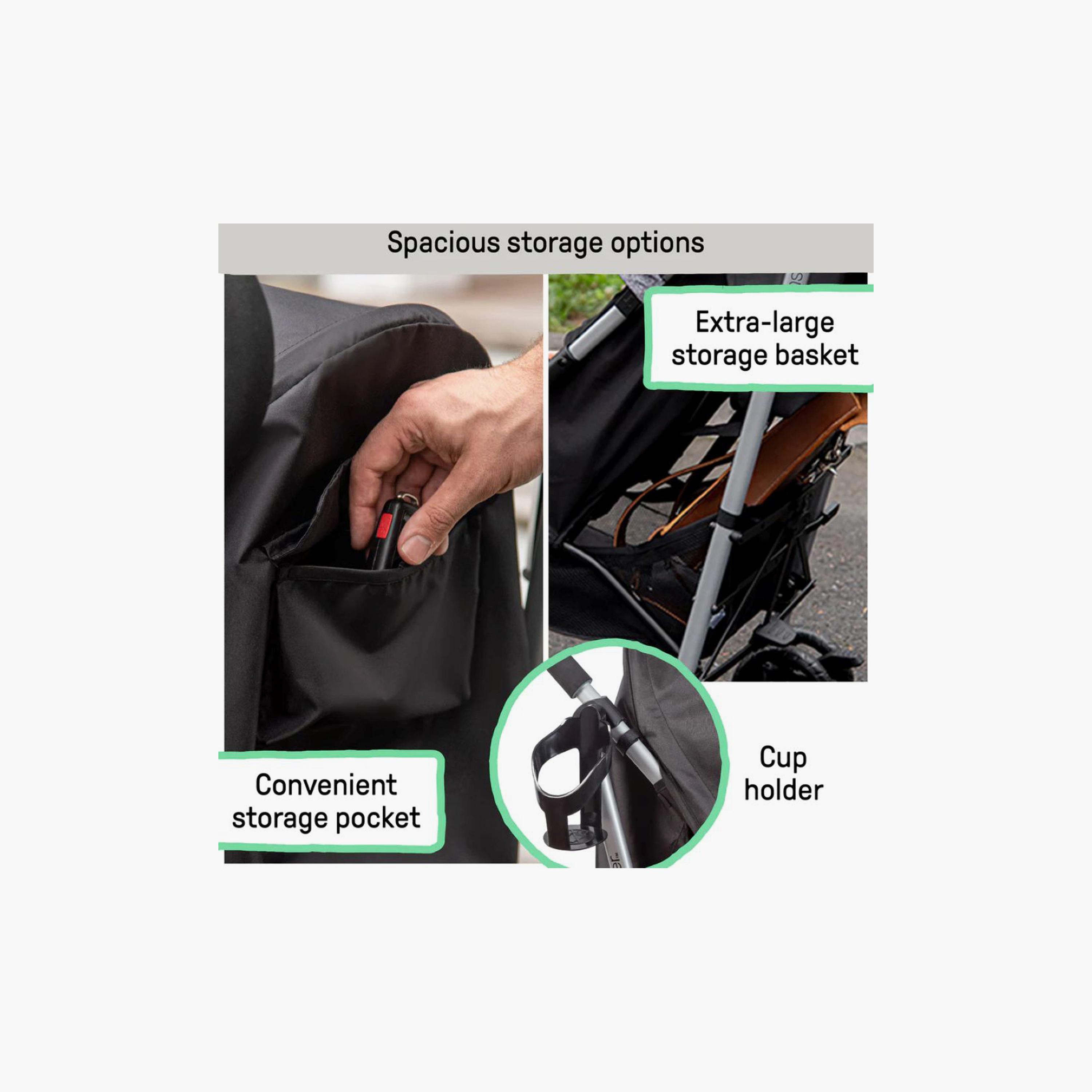 Ingenuity 3Dlite ST Convenience Foldable Stroller with Storage - Black-baby-gear-strollersandprams-strollers-image-4
