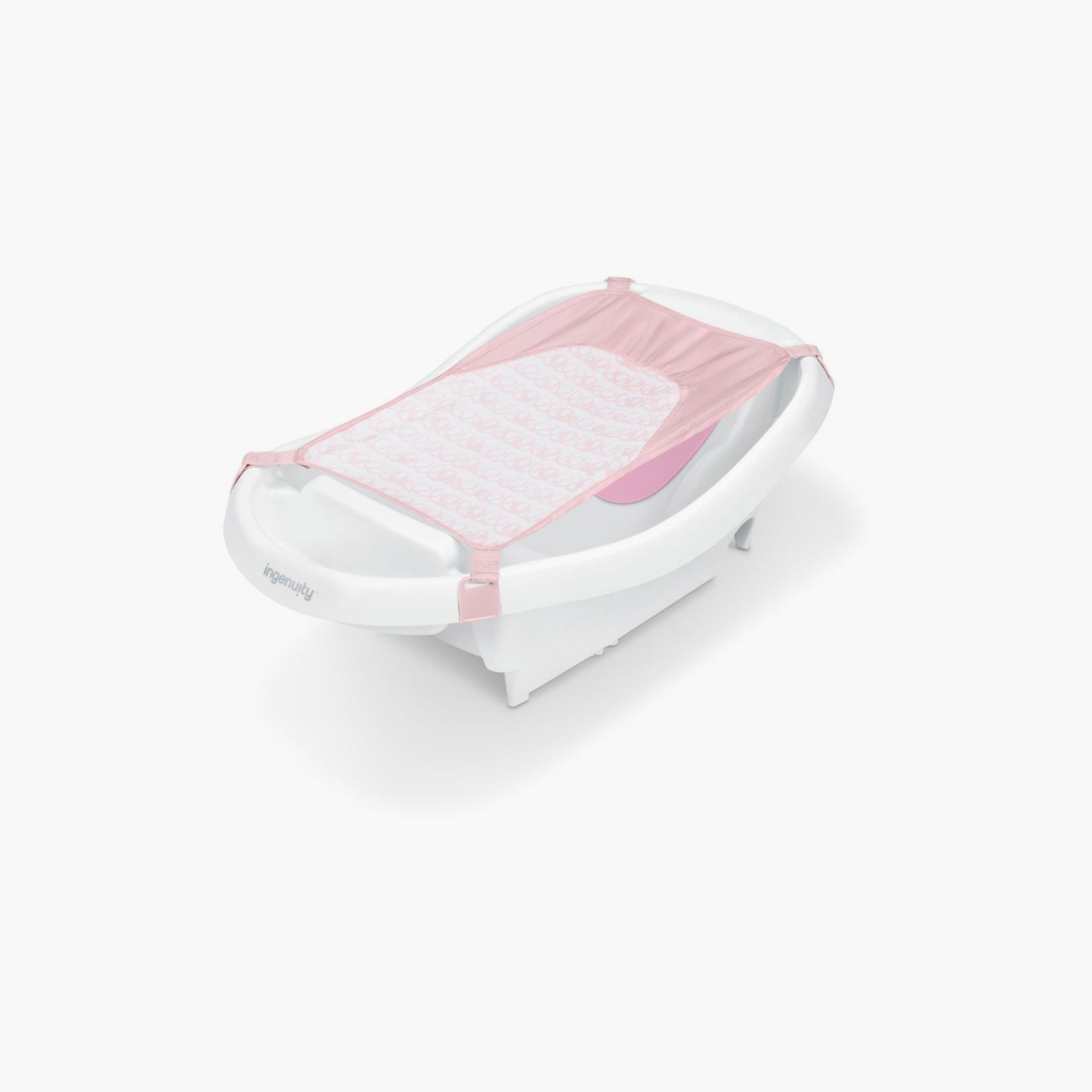 Ingenuity Summer Comfy Clean Deluxe Newborn to Toddler Tub with Fabric Sling - 0–24 Months - Pink-baby-bathandcare-bathtubs-image-1