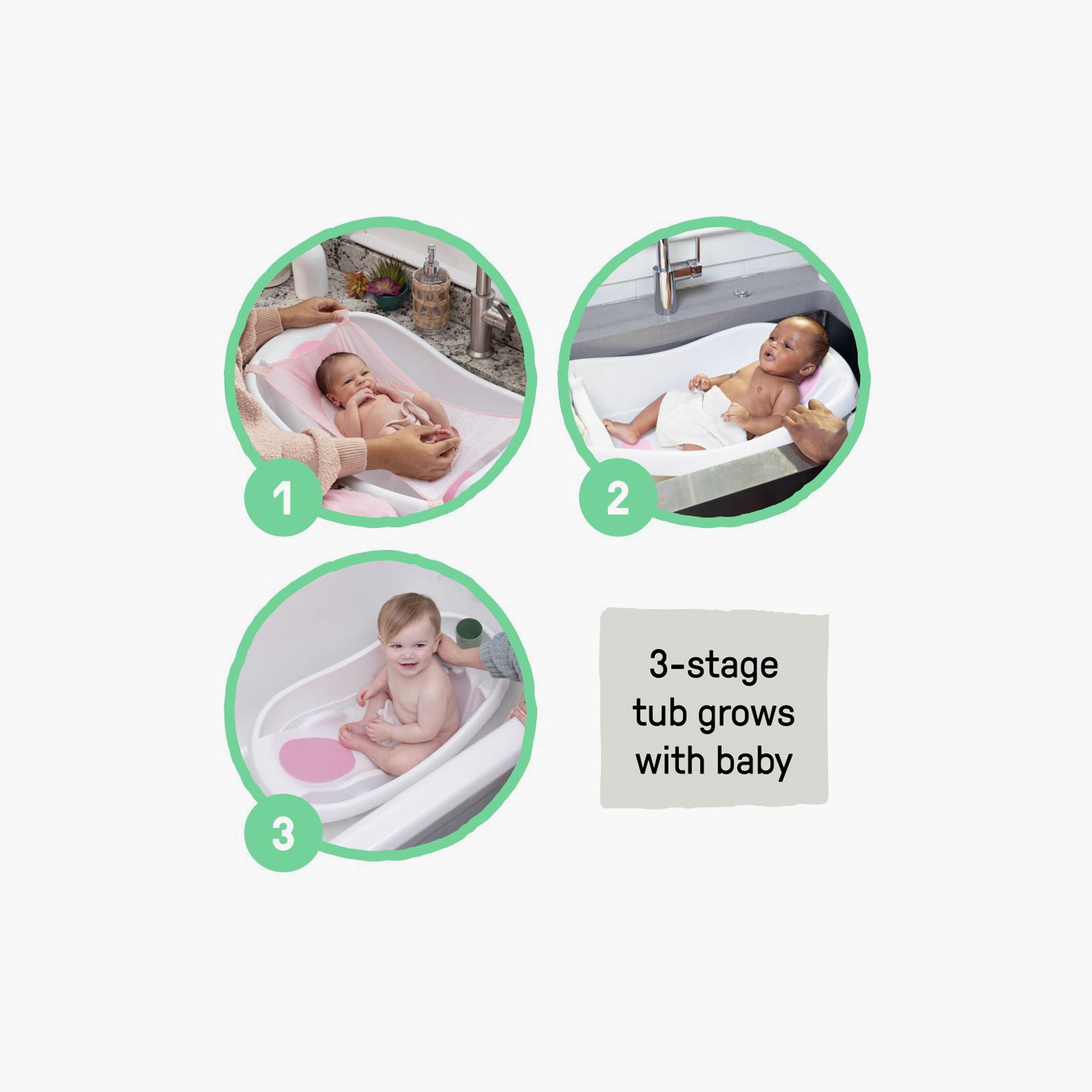 Ingenuity Summer Comfy Clean Deluxe Newborn to Toddler Tub with Fabric Sling - 0–24 Months - Pink-baby-bathandcare-bathtubs-image-2