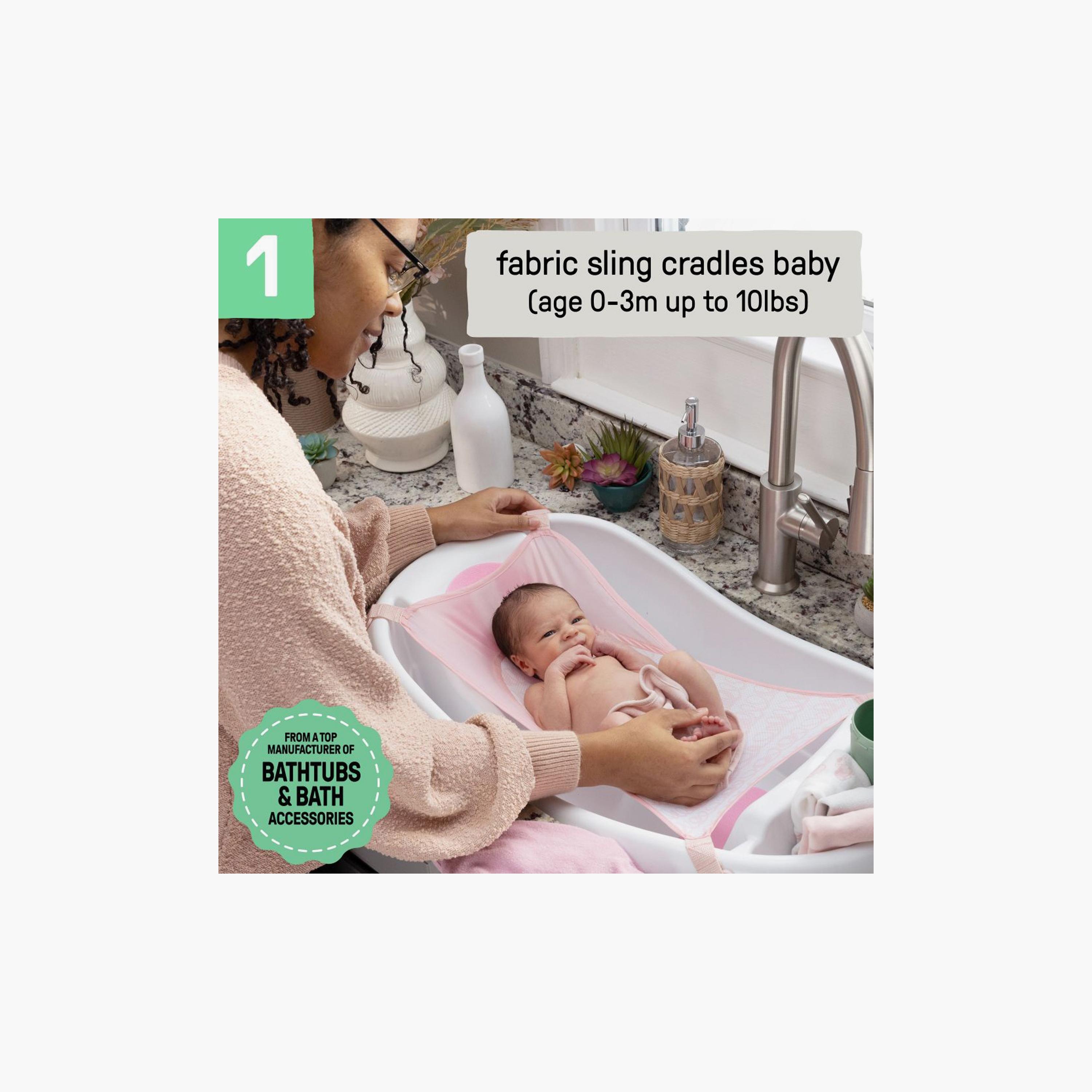Ingenuity Summer Comfy Clean Deluxe Newborn to Toddler Tub with Fabric Sling - 0–24 Months - Pink-baby-bathandcare-bathtubs-image-3