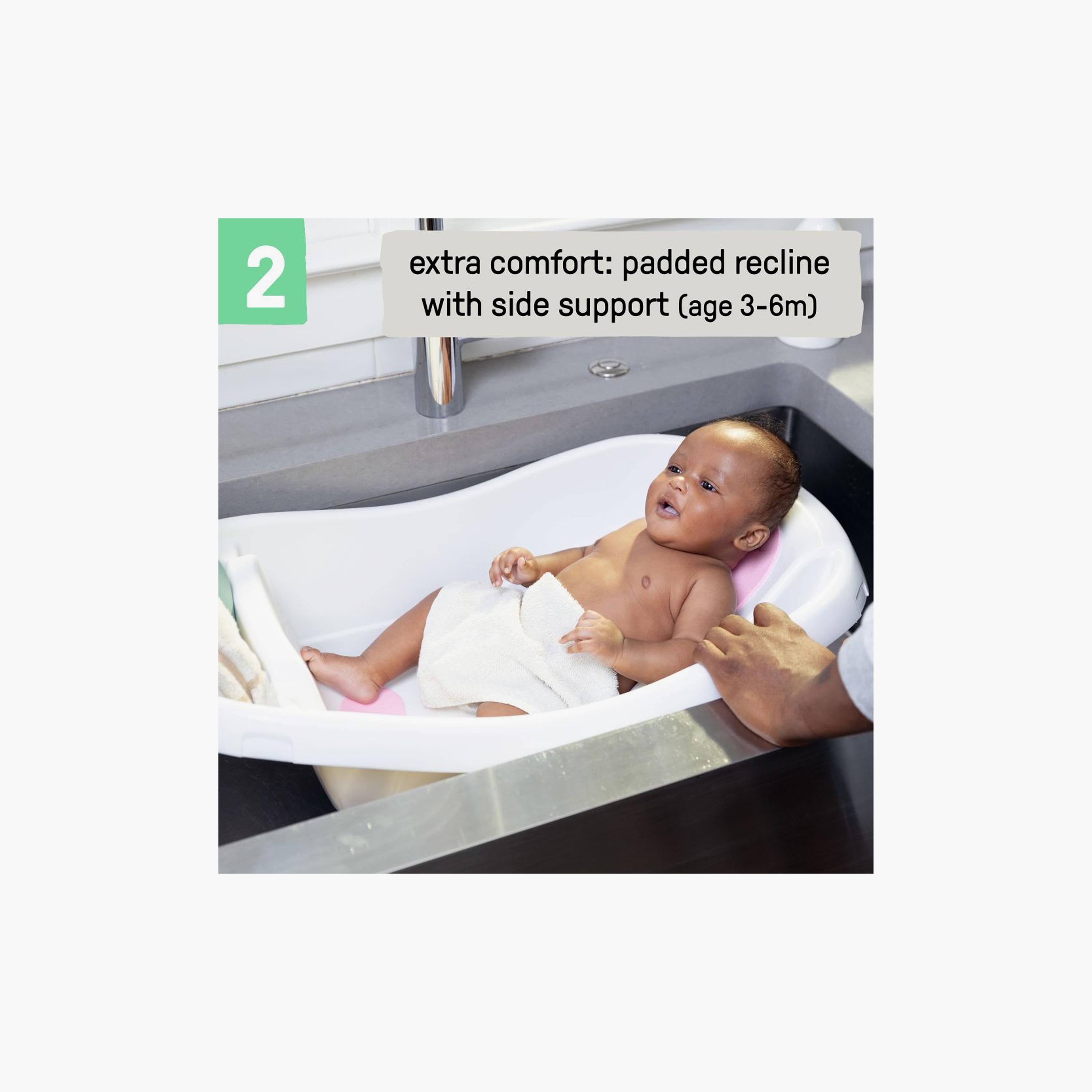 Ingenuity Summer Comfy Clean Deluxe Newborn to Toddler Tub with Fabric Sling - 0–24 Months - Pink-baby-bathandcare-bathtubs-image-4