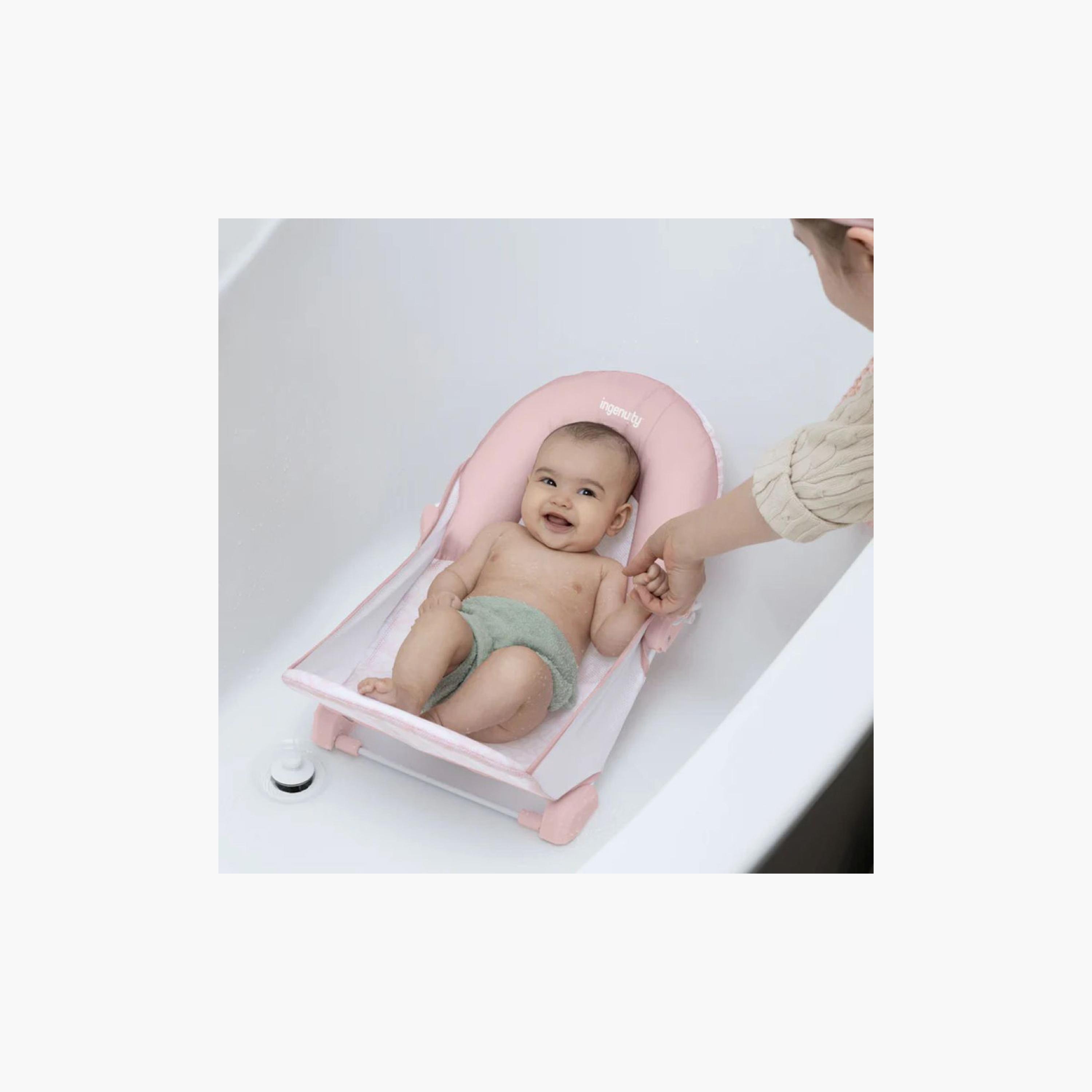 Ingenuity Foldaway 2-Position Bather with Mesh Sling and Compact Fold - 0–6 Months - Pink-baby-bathandcare-bathtubs-image-2