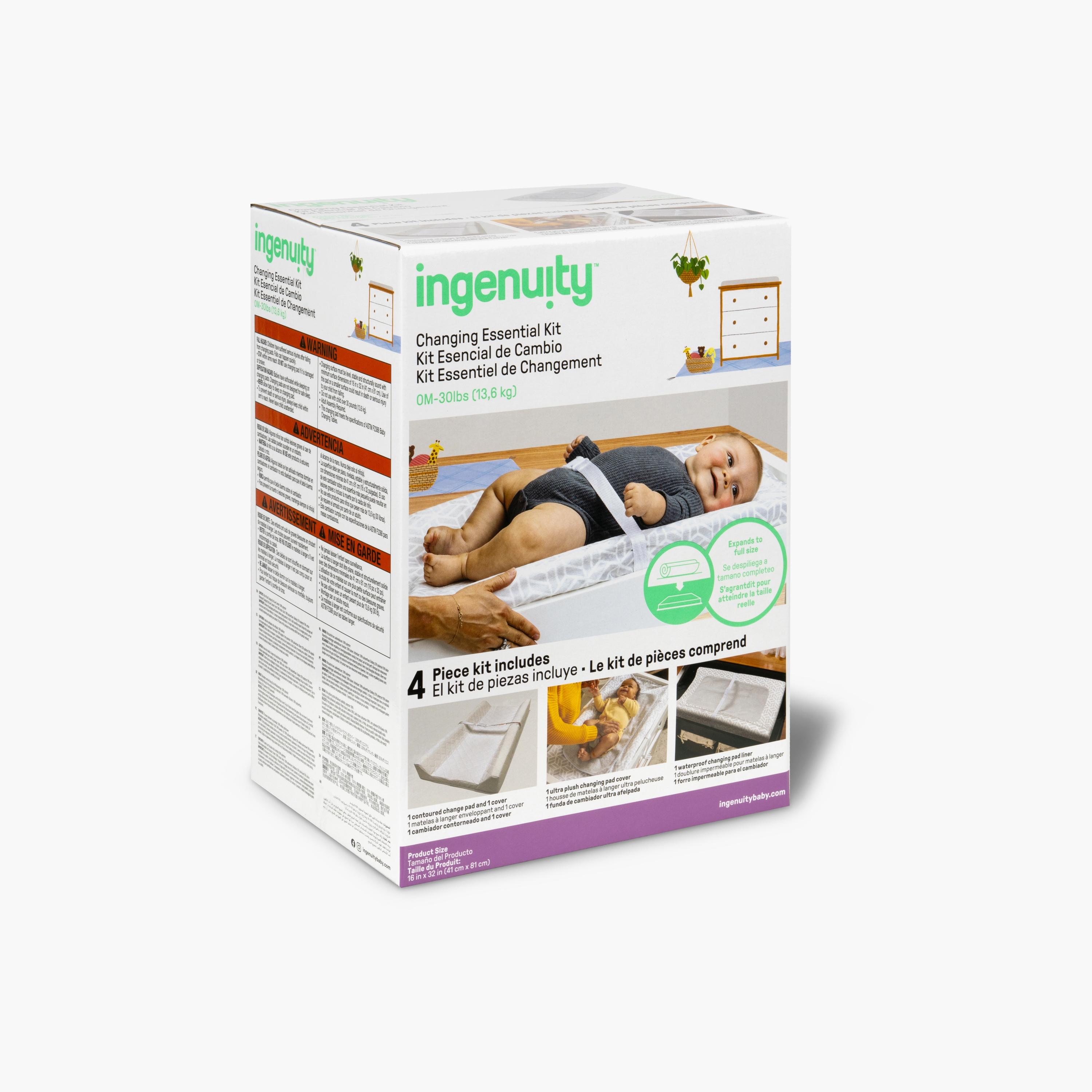 Ingenuity Summer 3-Piece Changing Essentials Kit - Contoured Pad, Cover & Protector - 0–24 Months-baby-diapering-changingmats-image-8