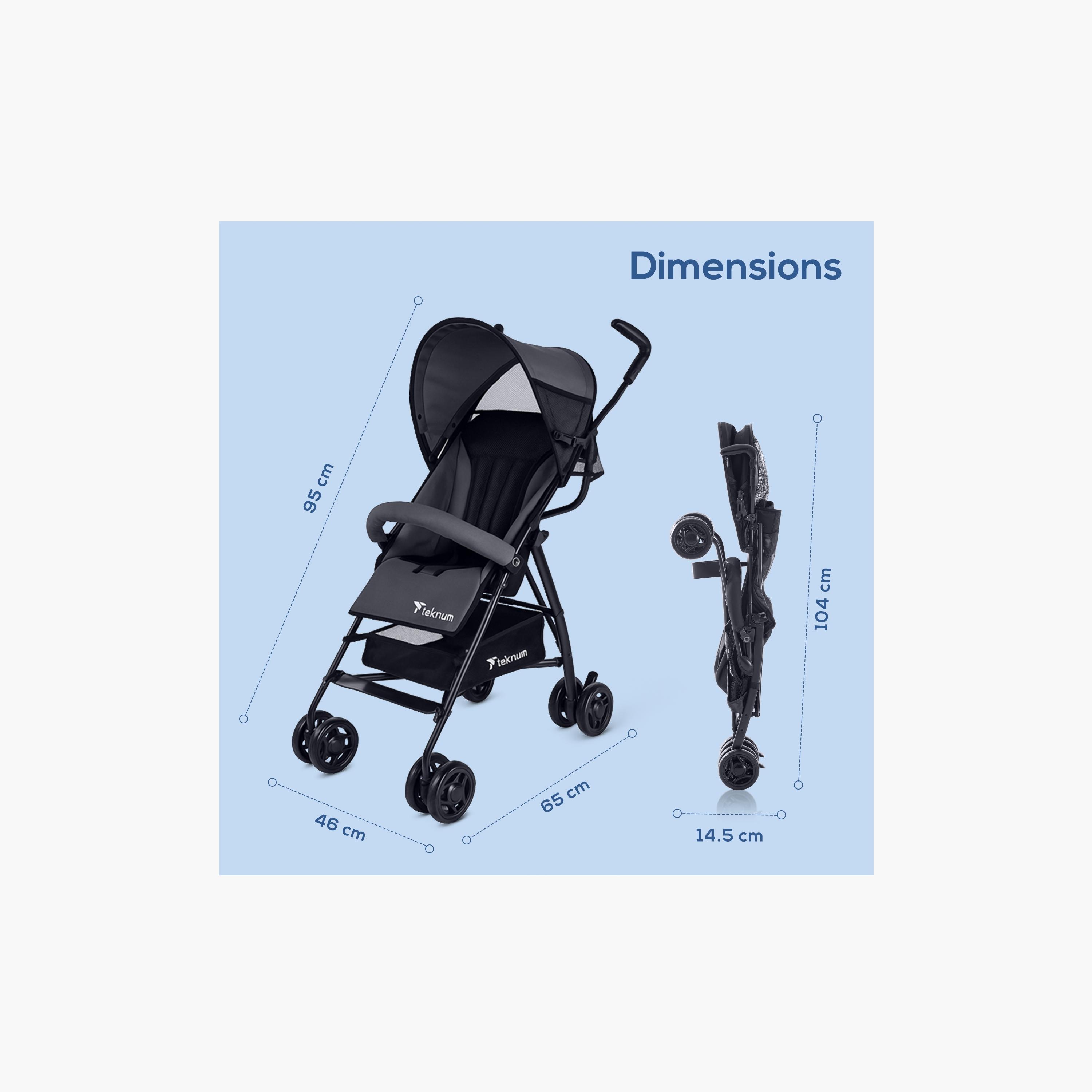 Teknum Eco Lite Stroller with Canopy & Storage Basket - Graphite-baby-gear-strollersandprams-strollers-image-2