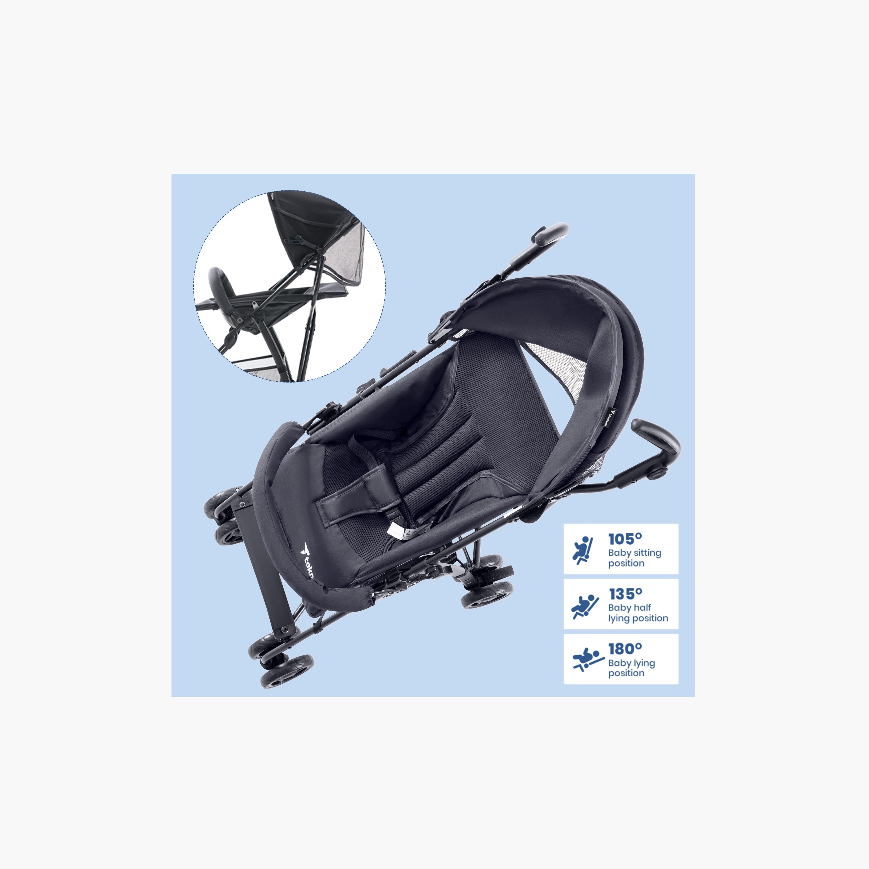 Teknum Eco Lite Stroller with Canopy & Storage Basket - Graphite-baby-gear-strollersandprams-strollers-image-6