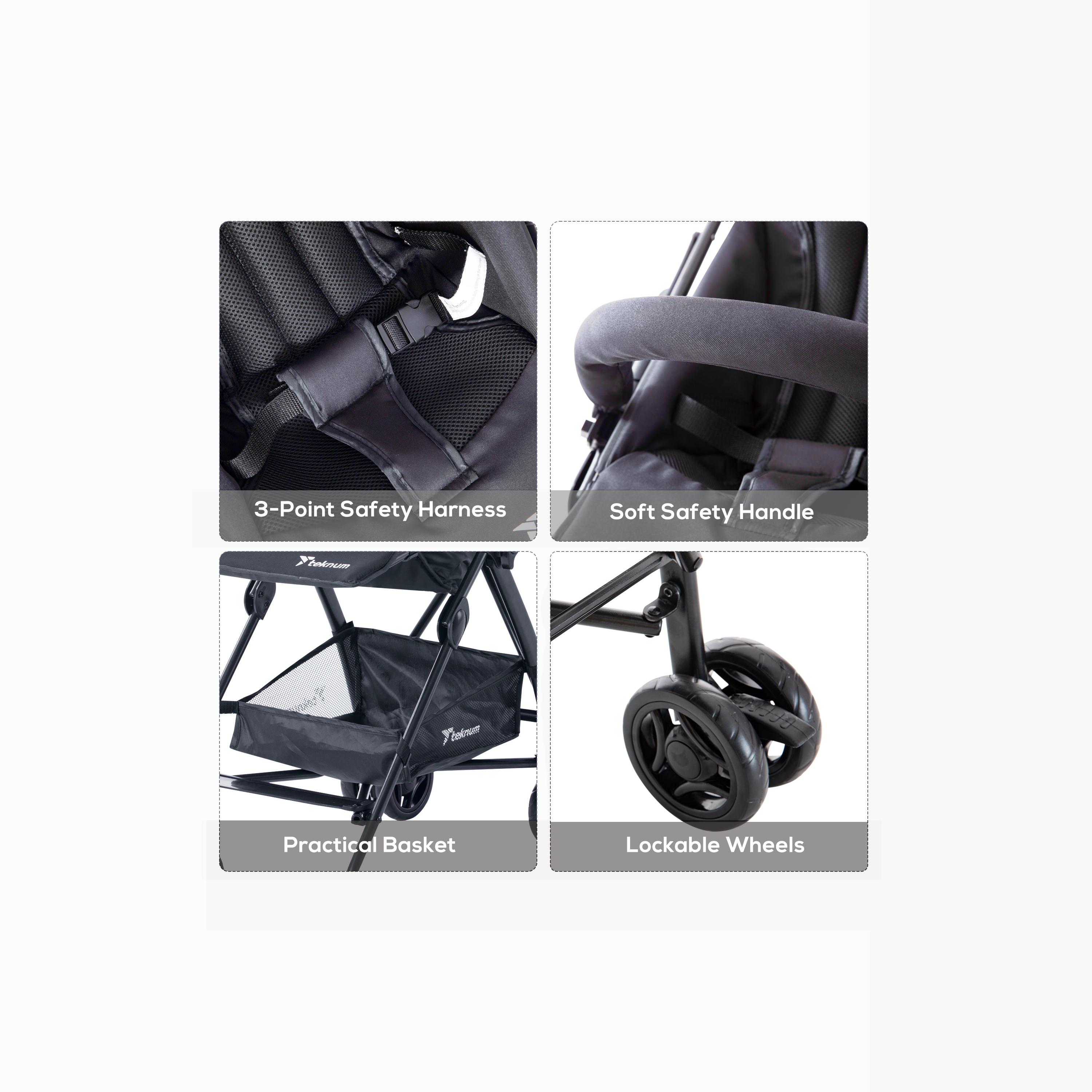 Teknum Eco Lite Stroller with Canopy & Storage Basket - Graphite-baby-gear-strollersandprams-strollers-image-7