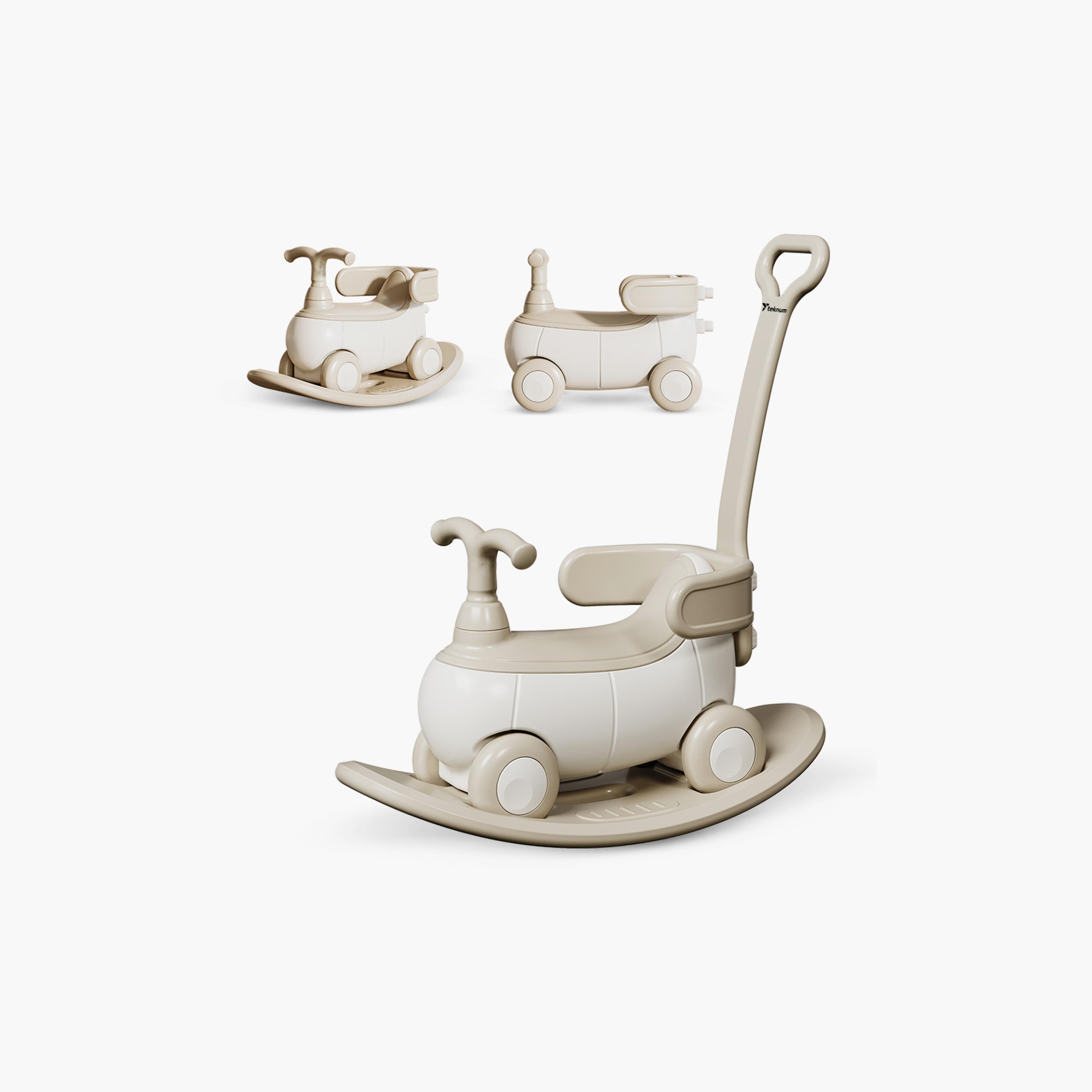 Teknum 5-in-1 Rocking Horse Pull-Along Vehicle - White-toys-outdoor-bikesandrideons-manualrideons-image-1