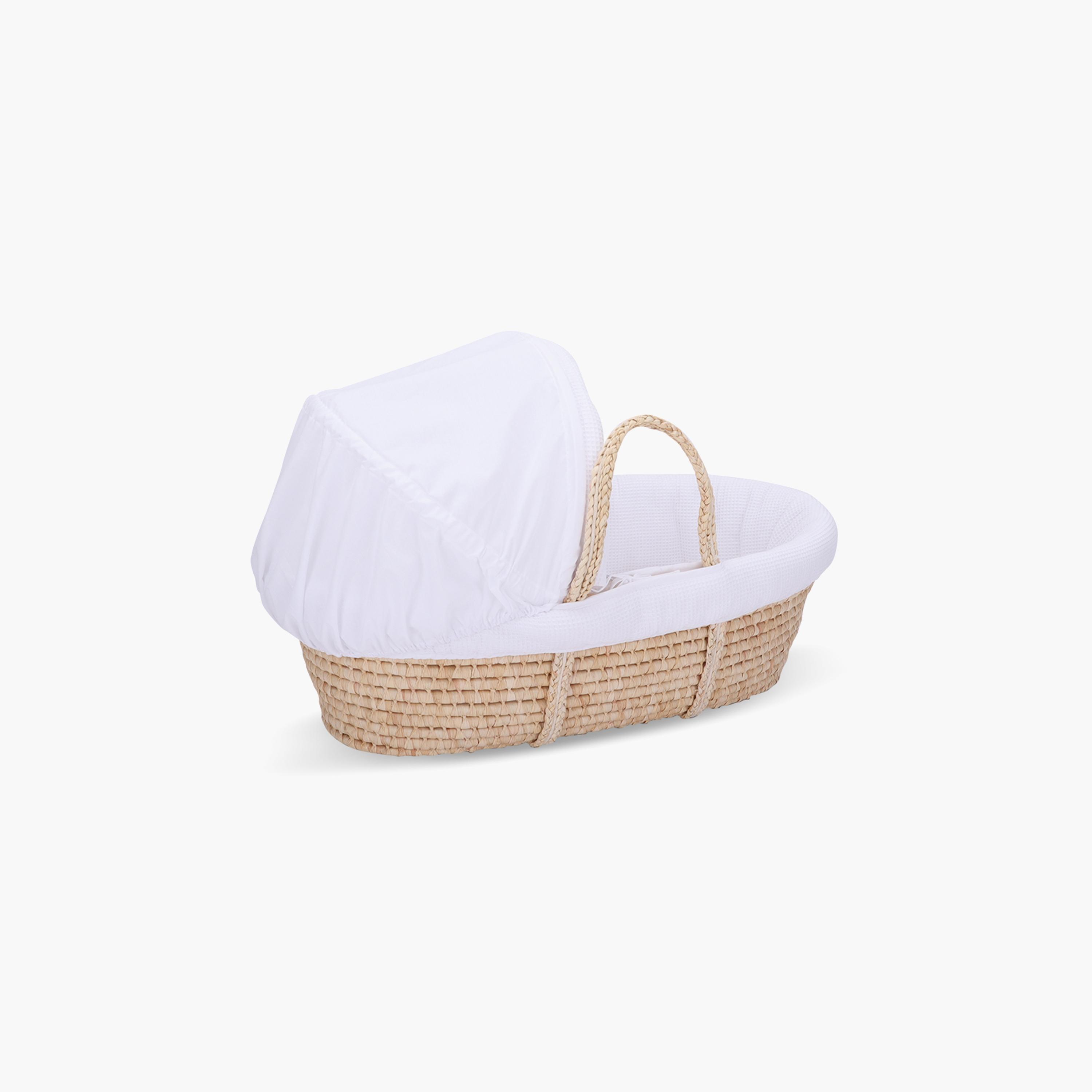 Teknum Moses Basket with Waffle Bedding and Mattress - White-baby-nursery-furniture-mosesbaskets-image-2