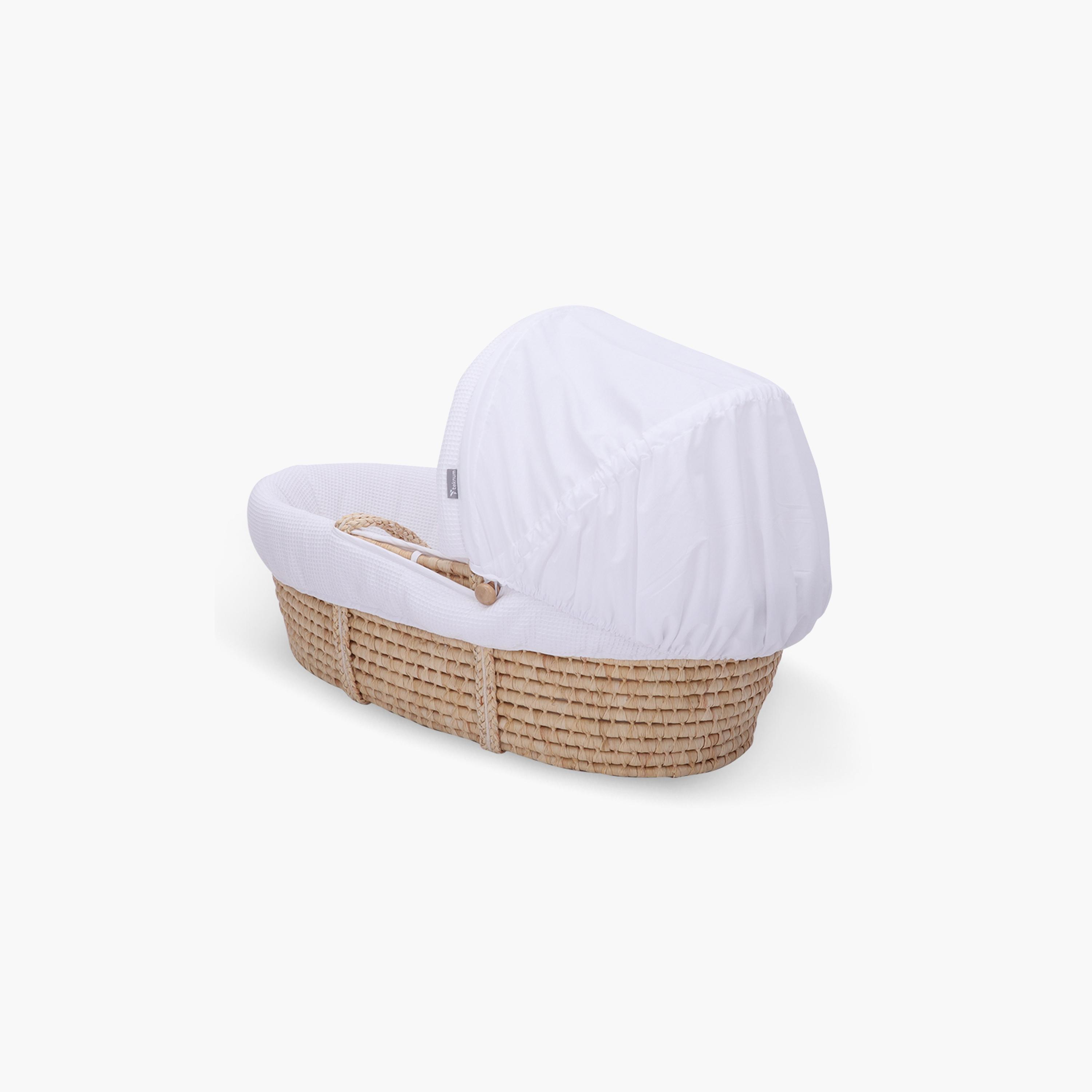 Teknum Moses Basket with Waffle Bedding and Mattress - White-baby-nursery-furniture-mosesbaskets-image-3