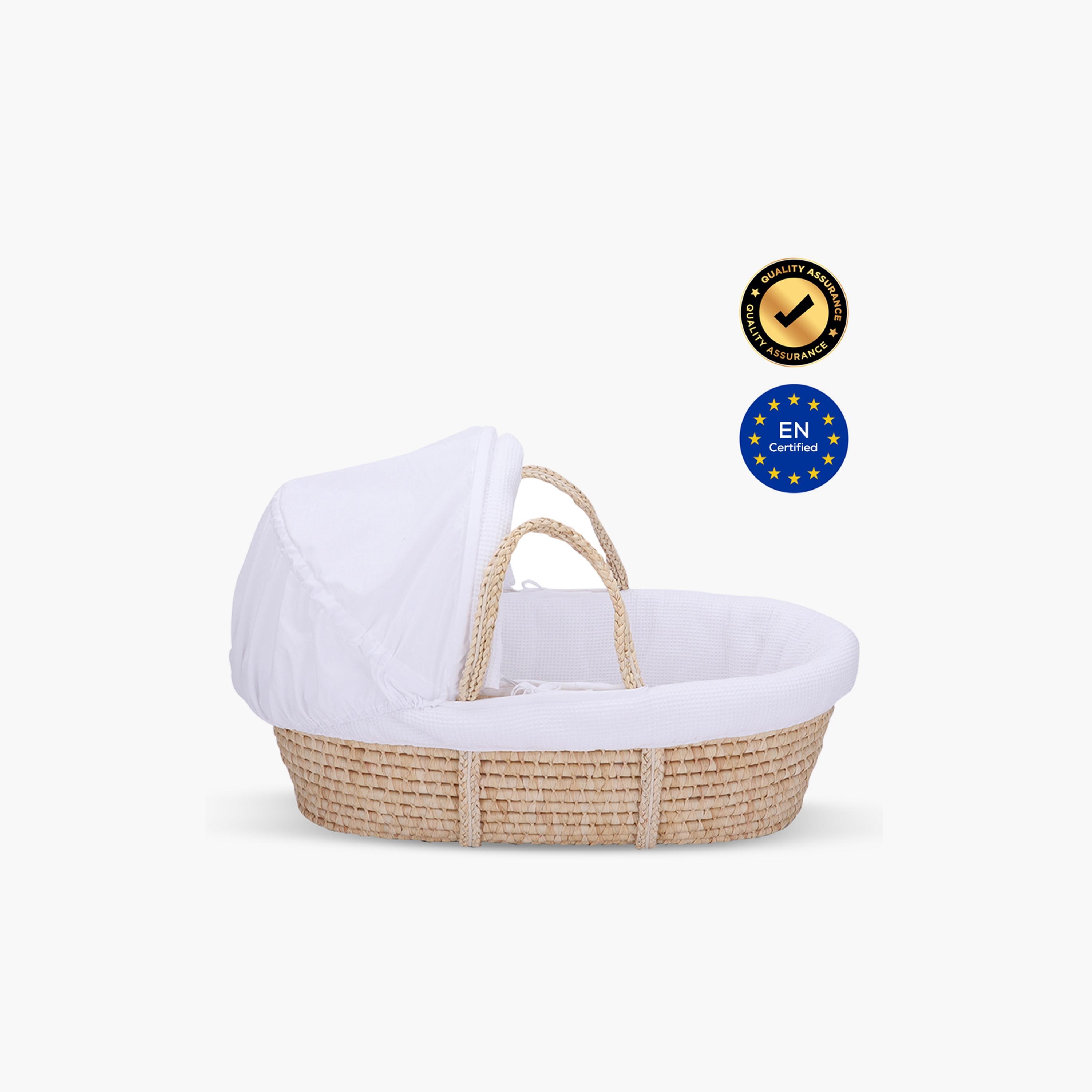 Teknum Moses Basket with Waffle Bedding and Mattress - White-baby-nursery-furniture-mosesbaskets-image-6