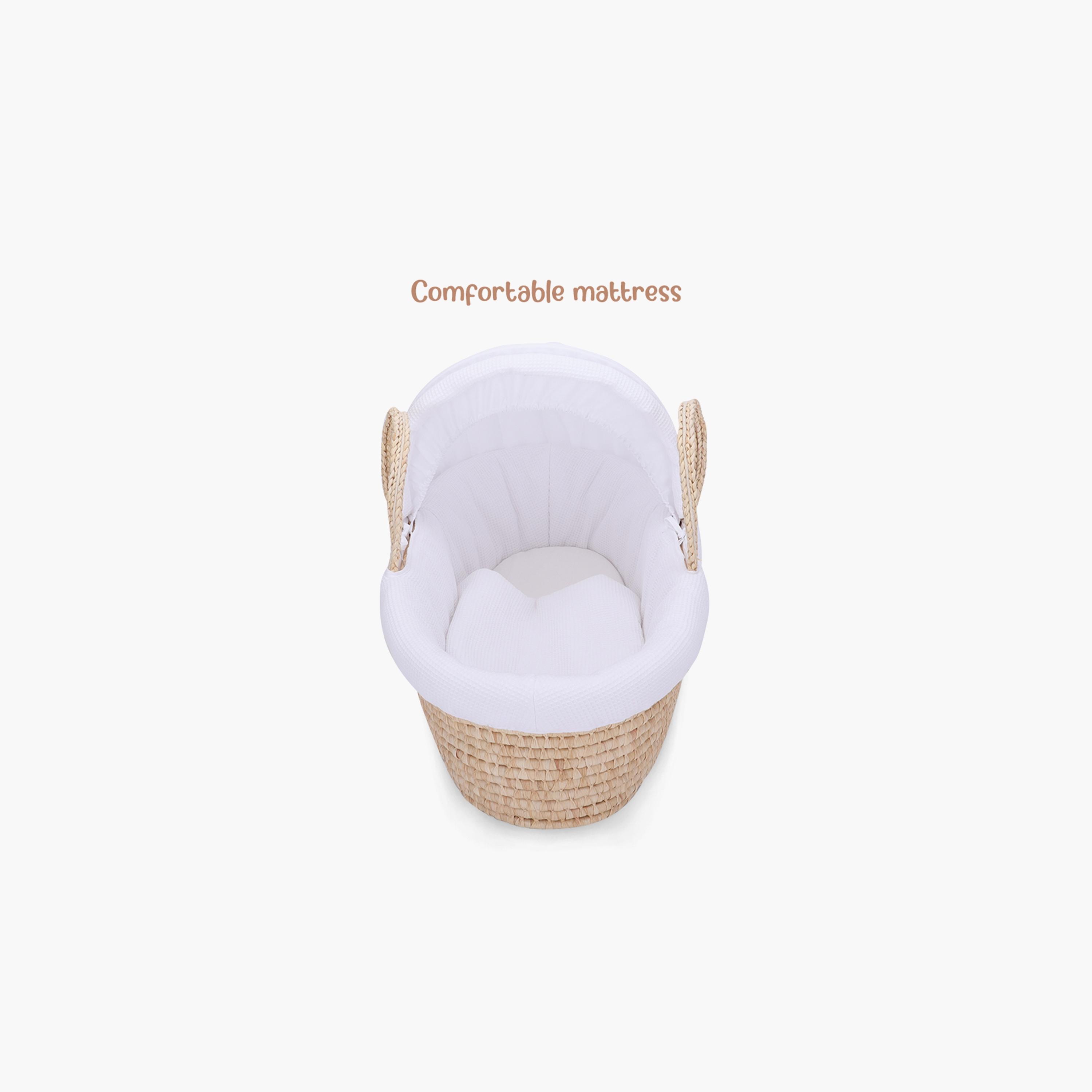 Teknum Moses Basket with Waffle Bedding and Mattress - White-baby-nursery-furniture-mosesbaskets-image-9