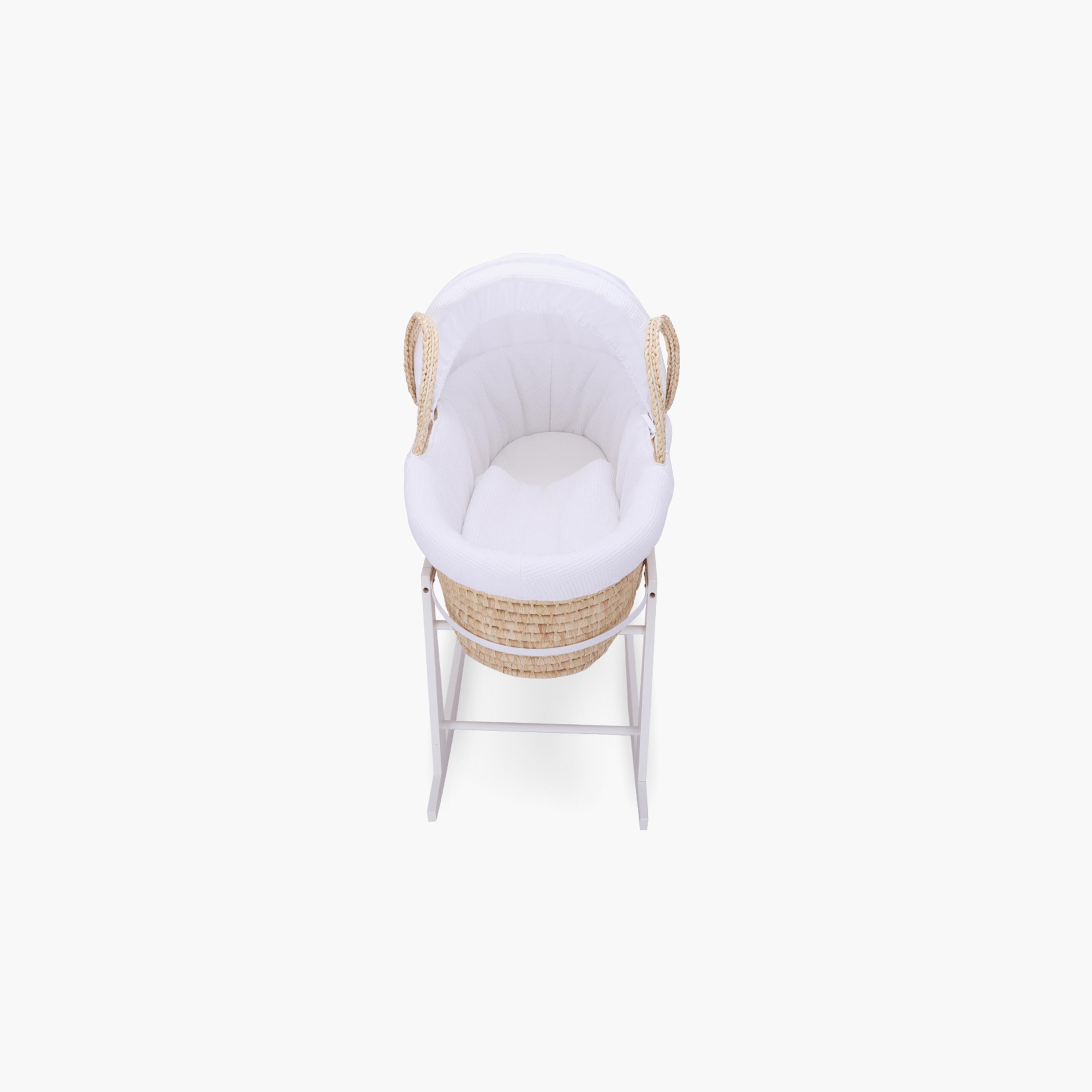 سرير موسى مع مفروشات الوافل والمرتبة وحامل هزاز - أبيض من تكنوم.-baby-nursery-furniture-mosesbaskets-image-10