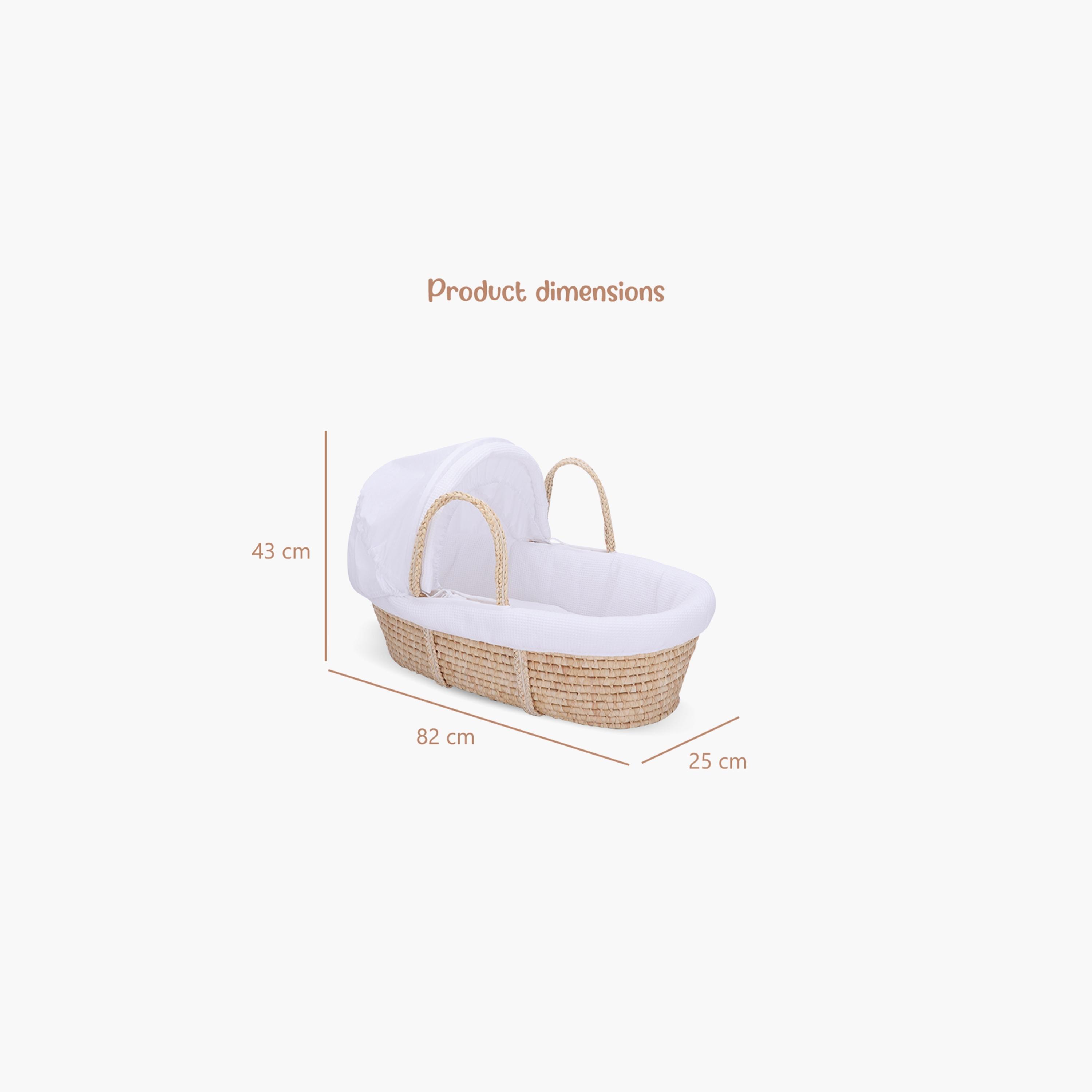 سرير موسى مع مفروشات الوافل والمرتبة وحامل هزاز - أبيض من تكنوم.-baby-nursery-furniture-mosesbaskets-image-2