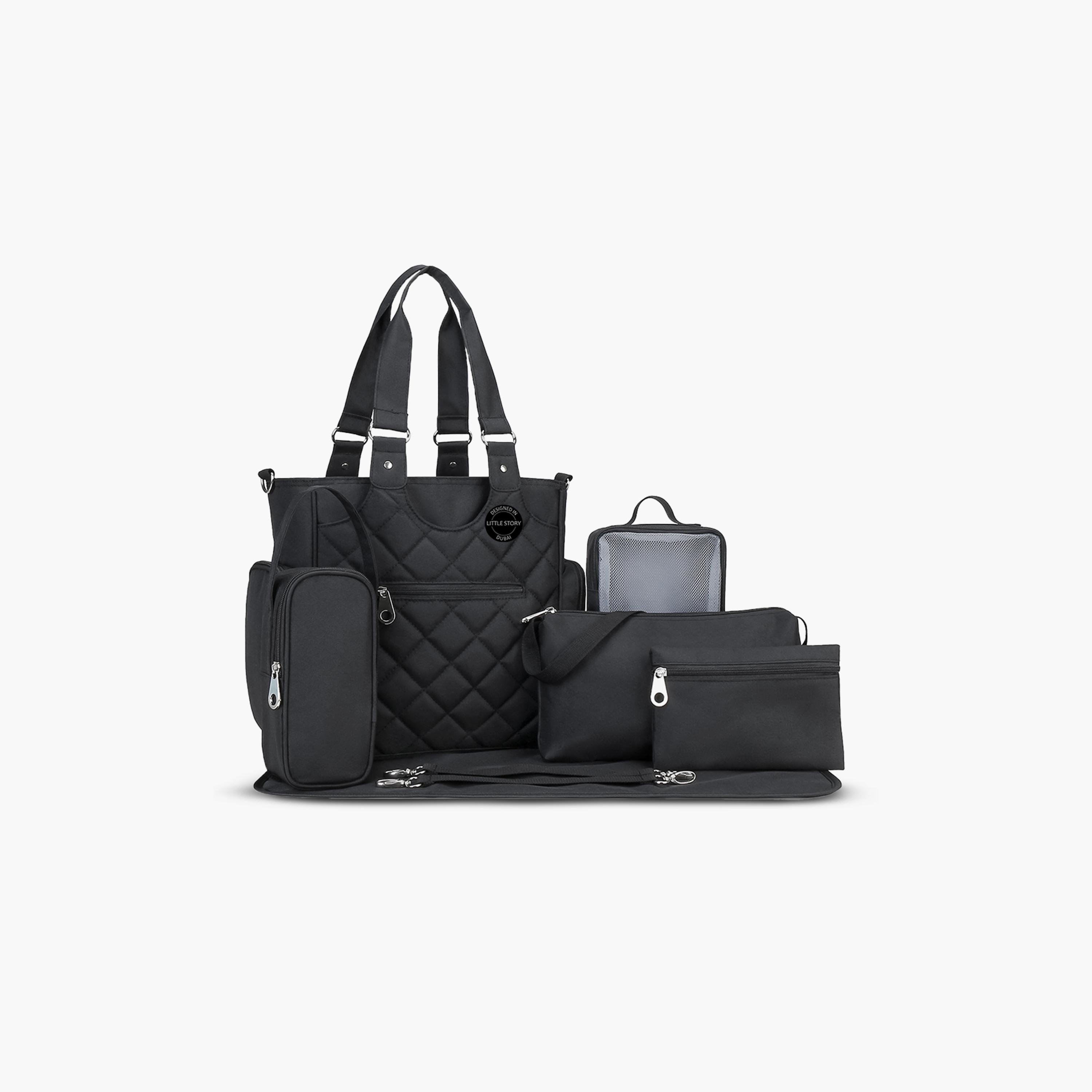 Little Story 7-Piece Quilted Diaper Bag with Stroller Straps and Changing Mat-baby-gear-diaperbags-image-1
