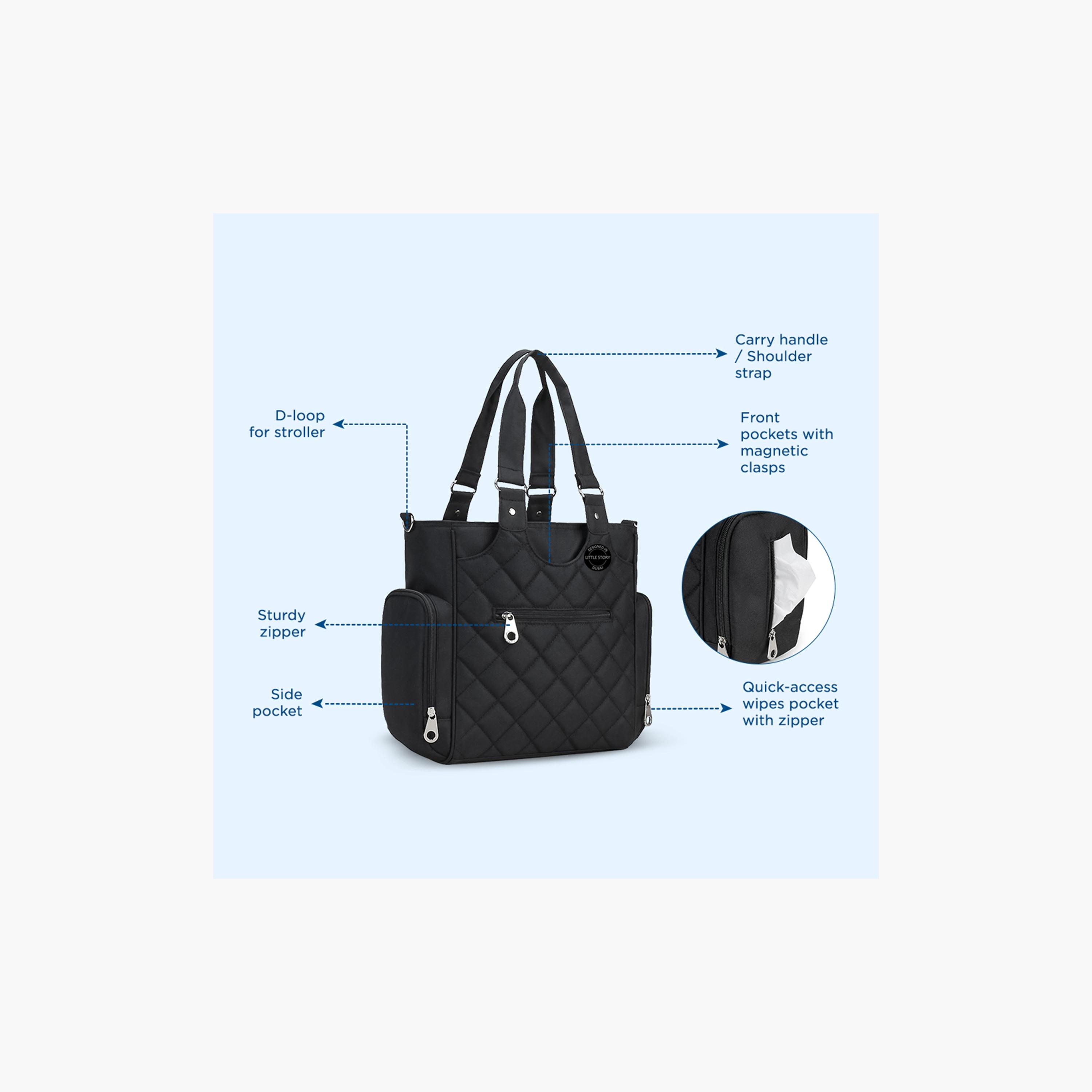 Little Story 7-Piece Quilted Diaper Bag with Stroller Straps and Changing Mat-baby-gear-diaperbags-image-5