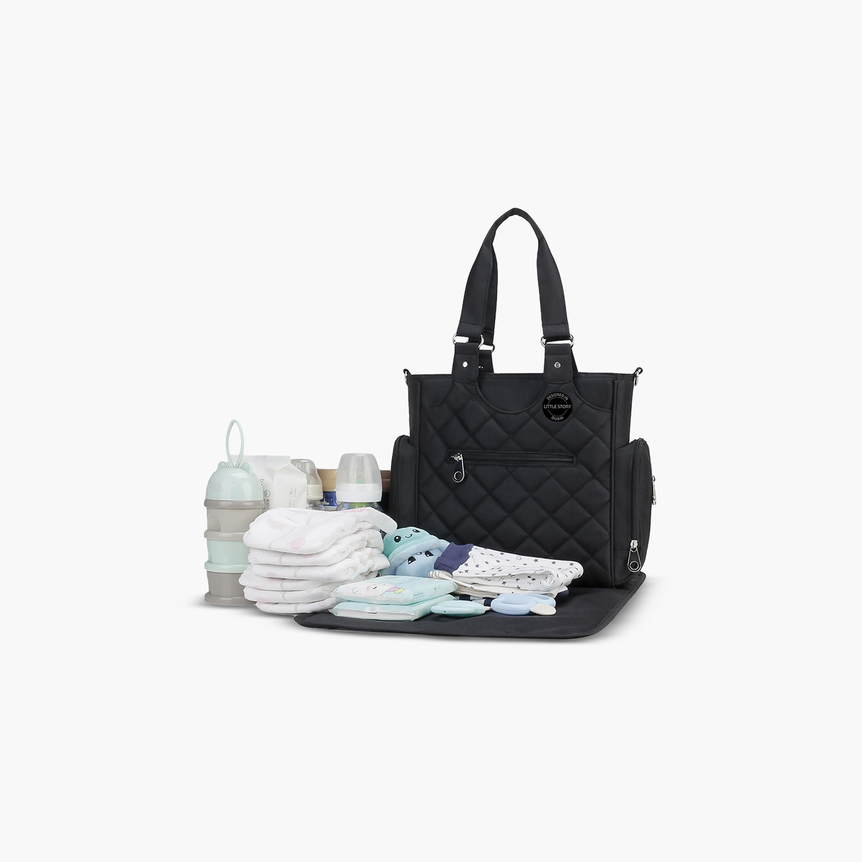 Little Story 7-Piece Quilted Diaper Bag with Stroller Straps and Changing Mat-baby-gear-diaperbags-image-7
