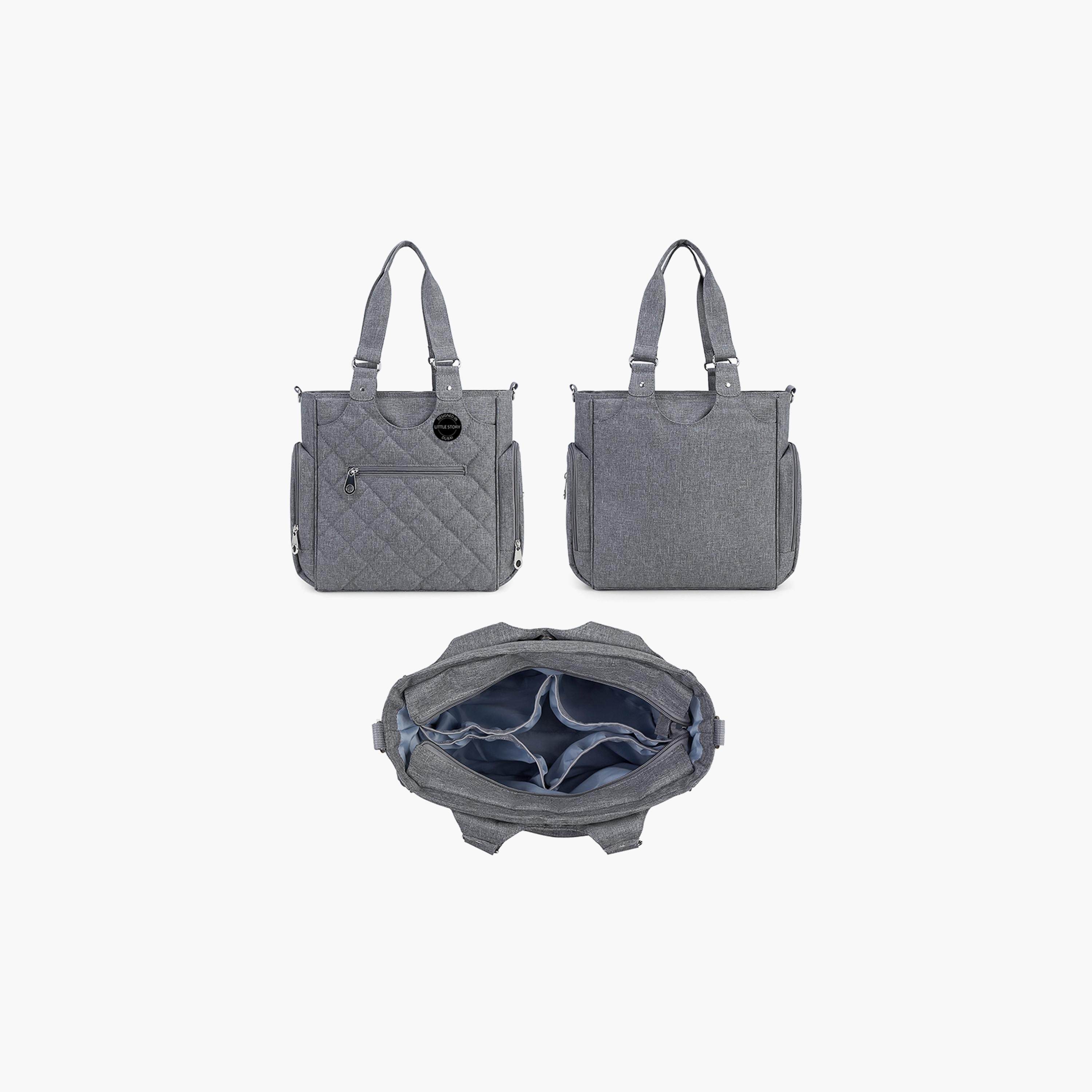 Little Story 7-Piece Quilted Diaper Bag with Stroller Straps and Changing Mat-baby-gear-diaperbags-image-2