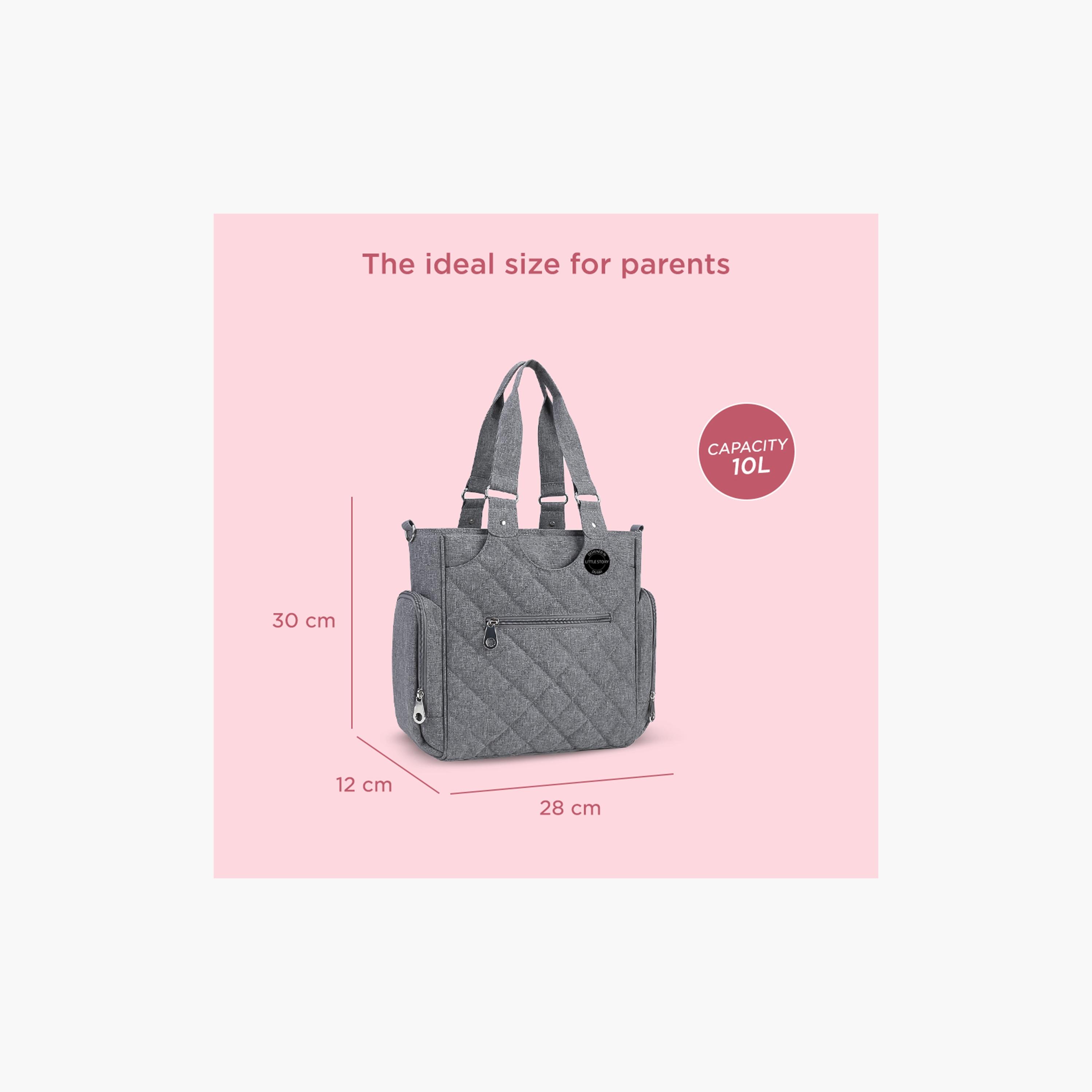 Little Story 7-Piece Quilted Diaper Bag with Stroller Straps and Changing Mat-baby-gear-diaperbags-image-3