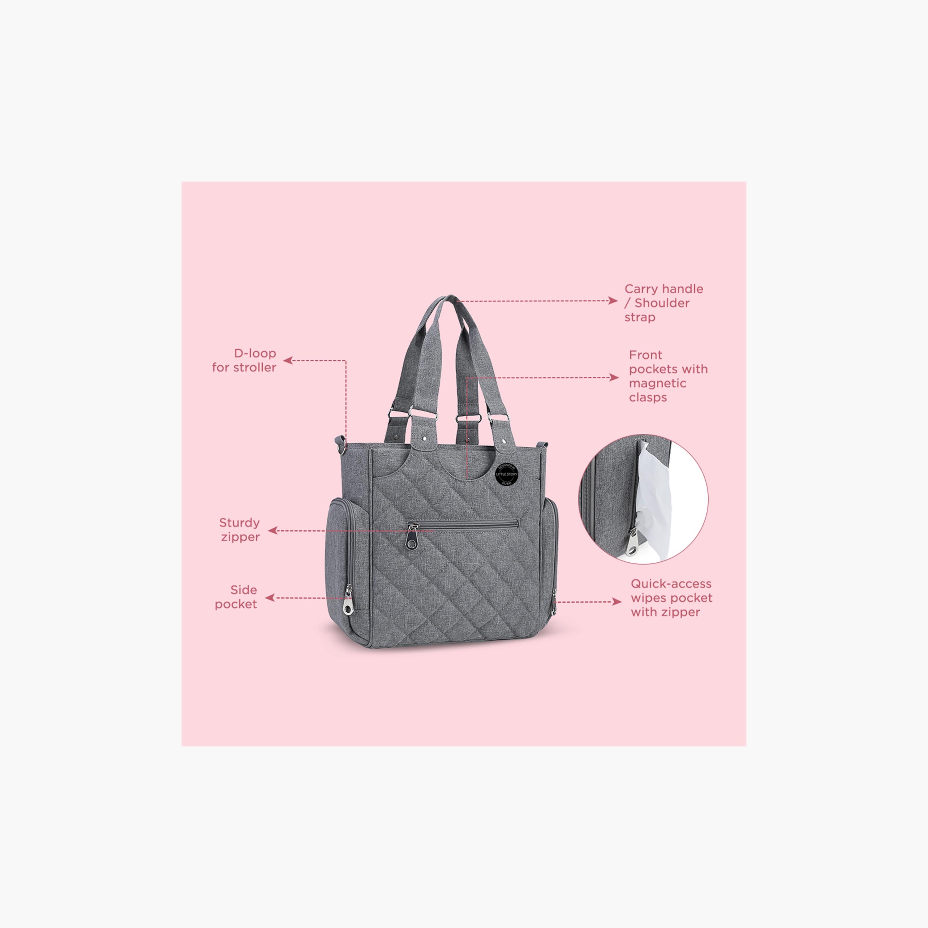 Little Story 7-Piece Quilted Diaper Bag with Stroller Straps and Changing Mat-baby-gear-diaperbags-image-5