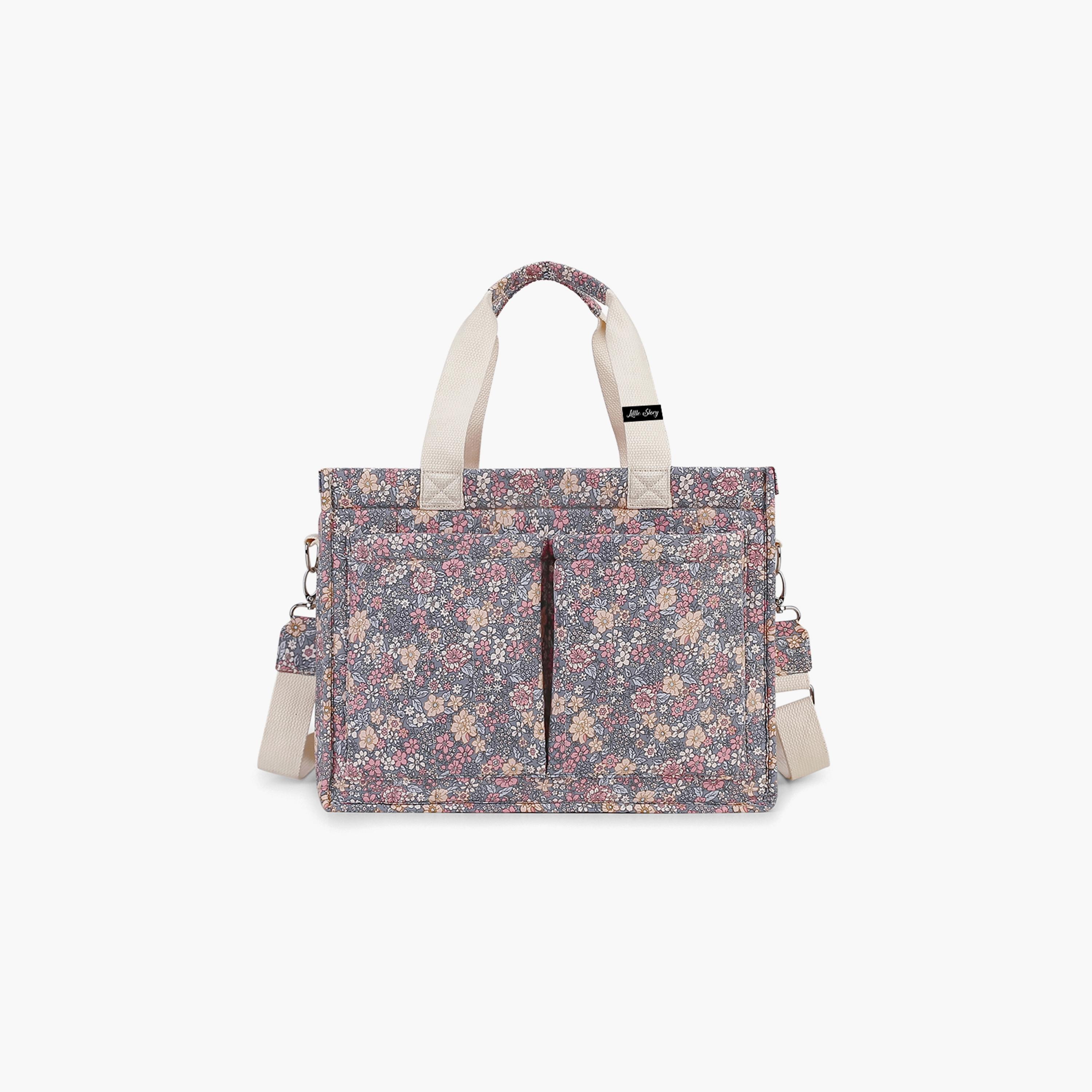 Little Story Meadow Diaper Bag with Stroller Straps - Floral Print-baby-gear-diaperbags-image-1