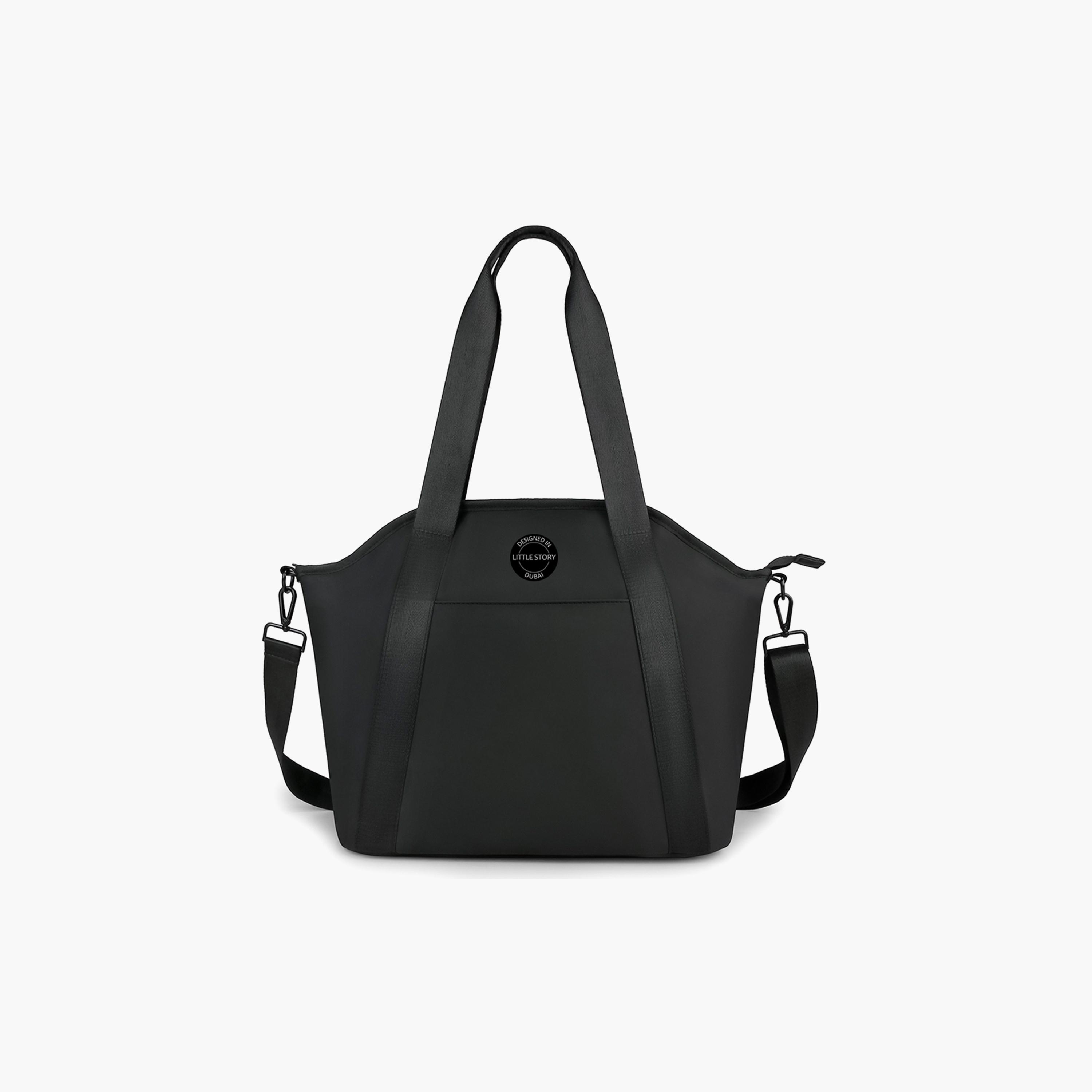 Little Story Onyx Diaper Bag with Stroller Straps - Black-baby-gear-diaperbags-image-1