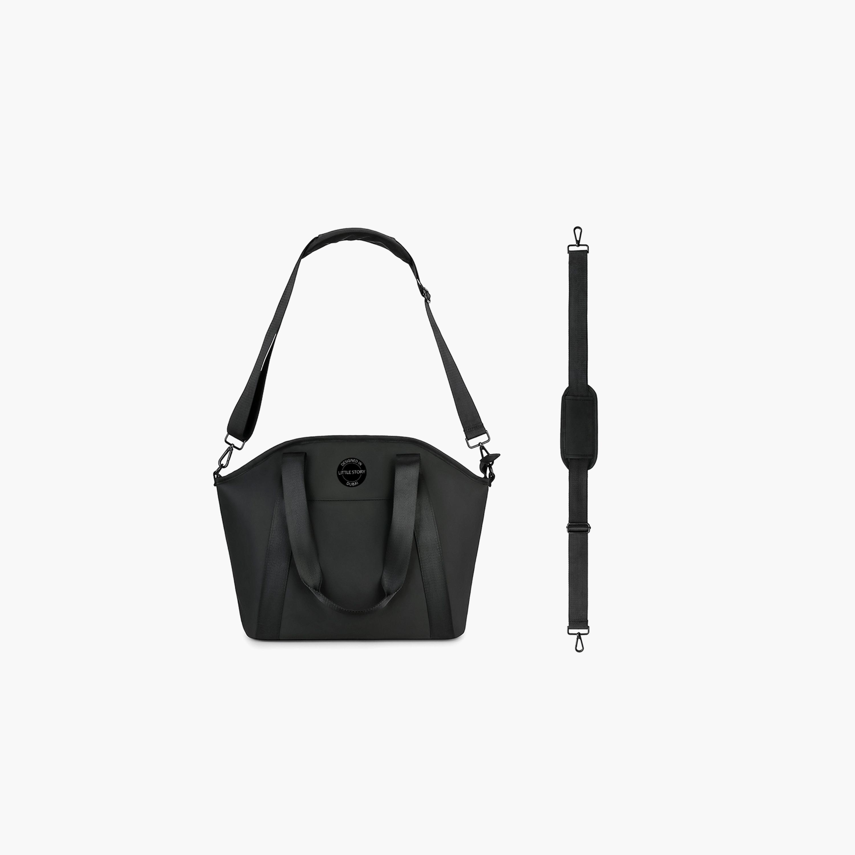 Little Story Onyx Diaper Bag with Stroller Straps - Black-baby-gear-diaperbags-image-3