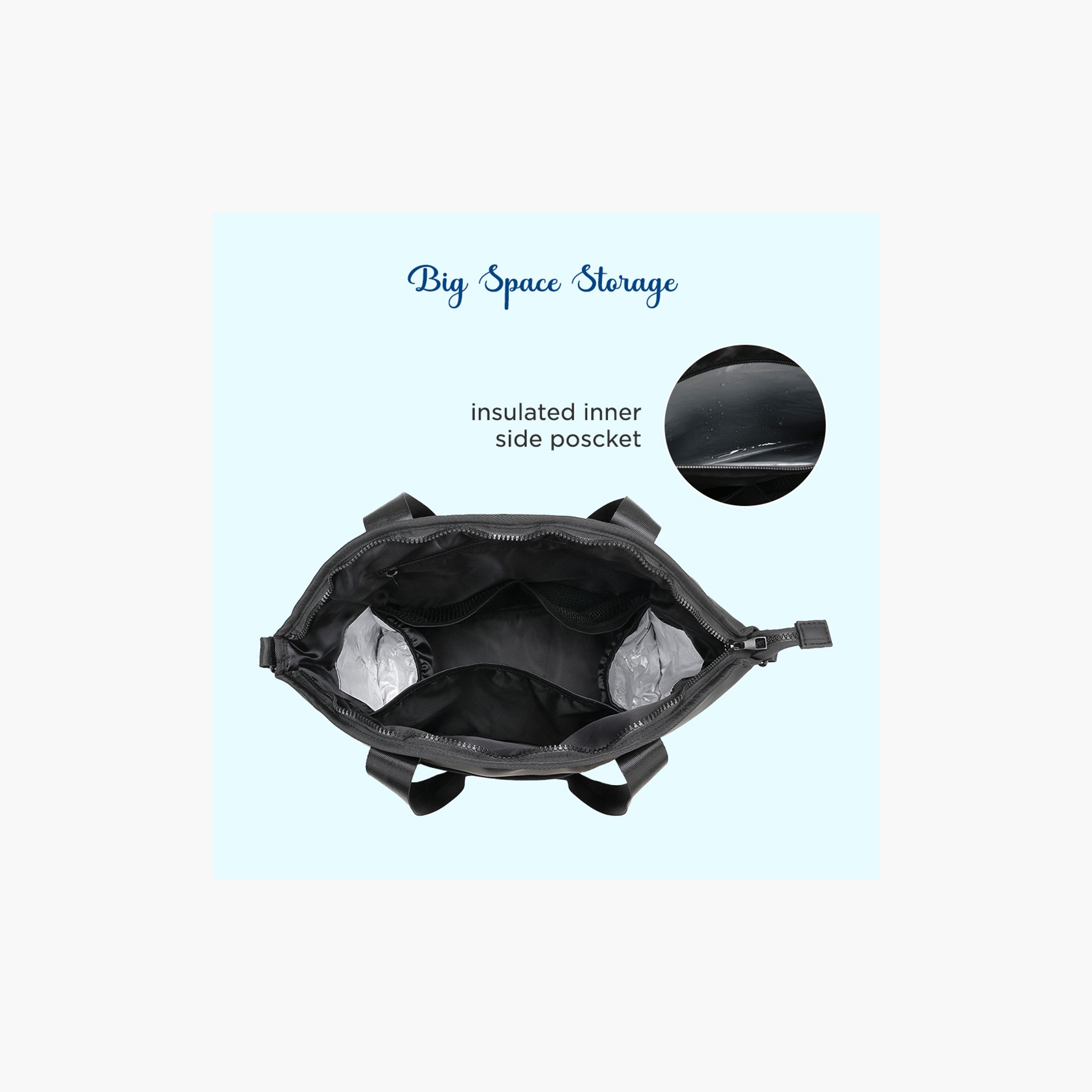 Little Story Onyx Diaper Bag with Stroller Straps - Black-baby-gear-diaperbags-image-5