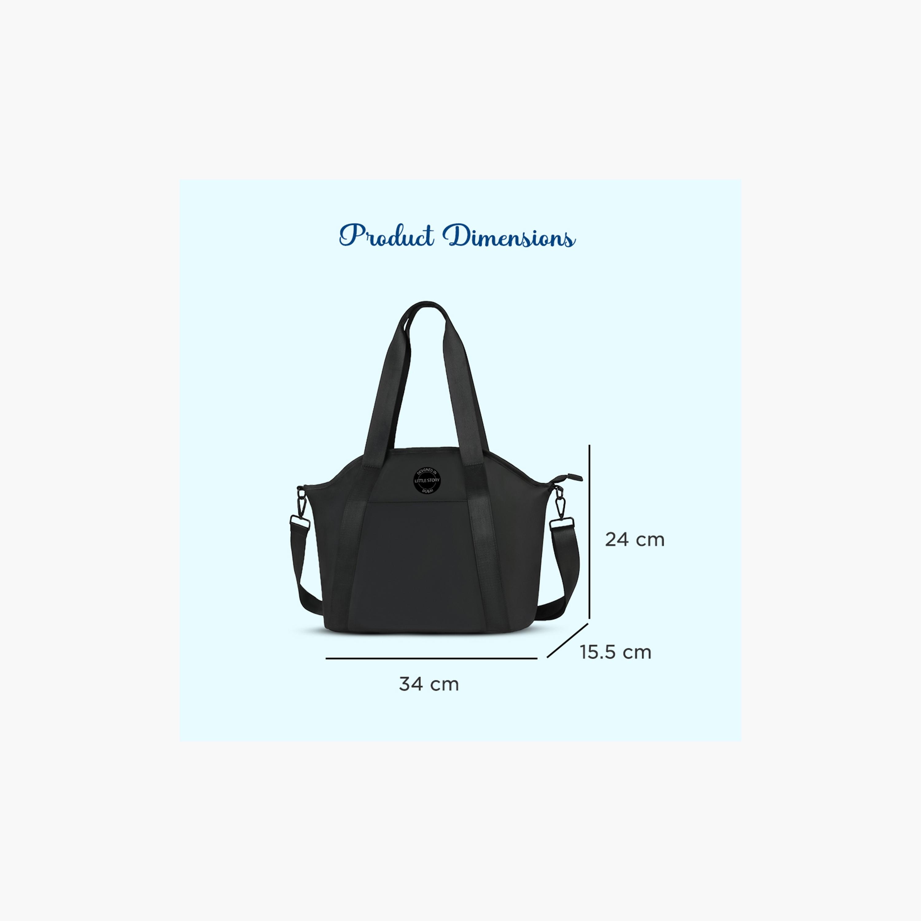 Little Story Onyx Diaper Bag with Stroller Straps - Black-baby-gear-diaperbags-image-8