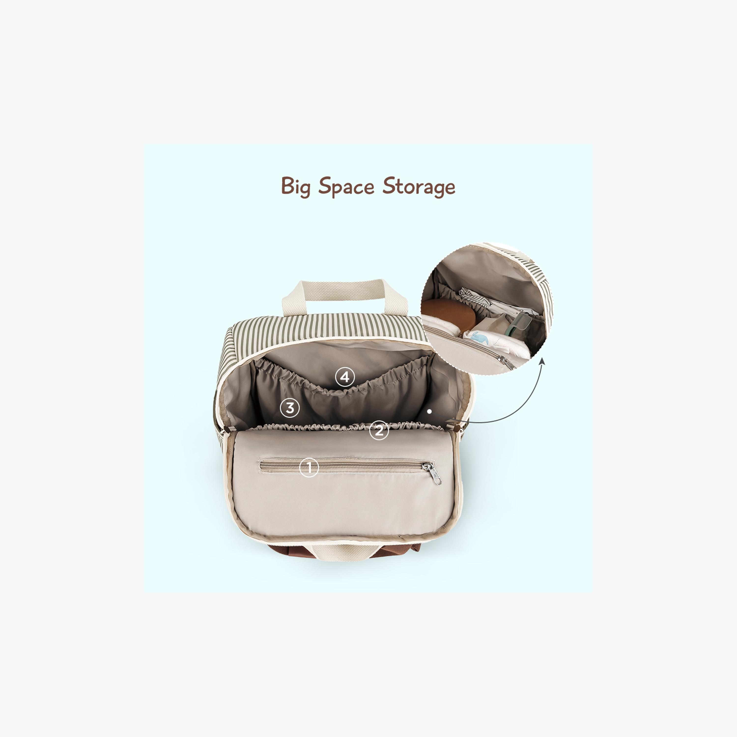 Little Story 3-Piece Diaper Backpack with Changing Mat and Bottle Bag - Stripes - Beige-baby-gear-diaperbags-image-10