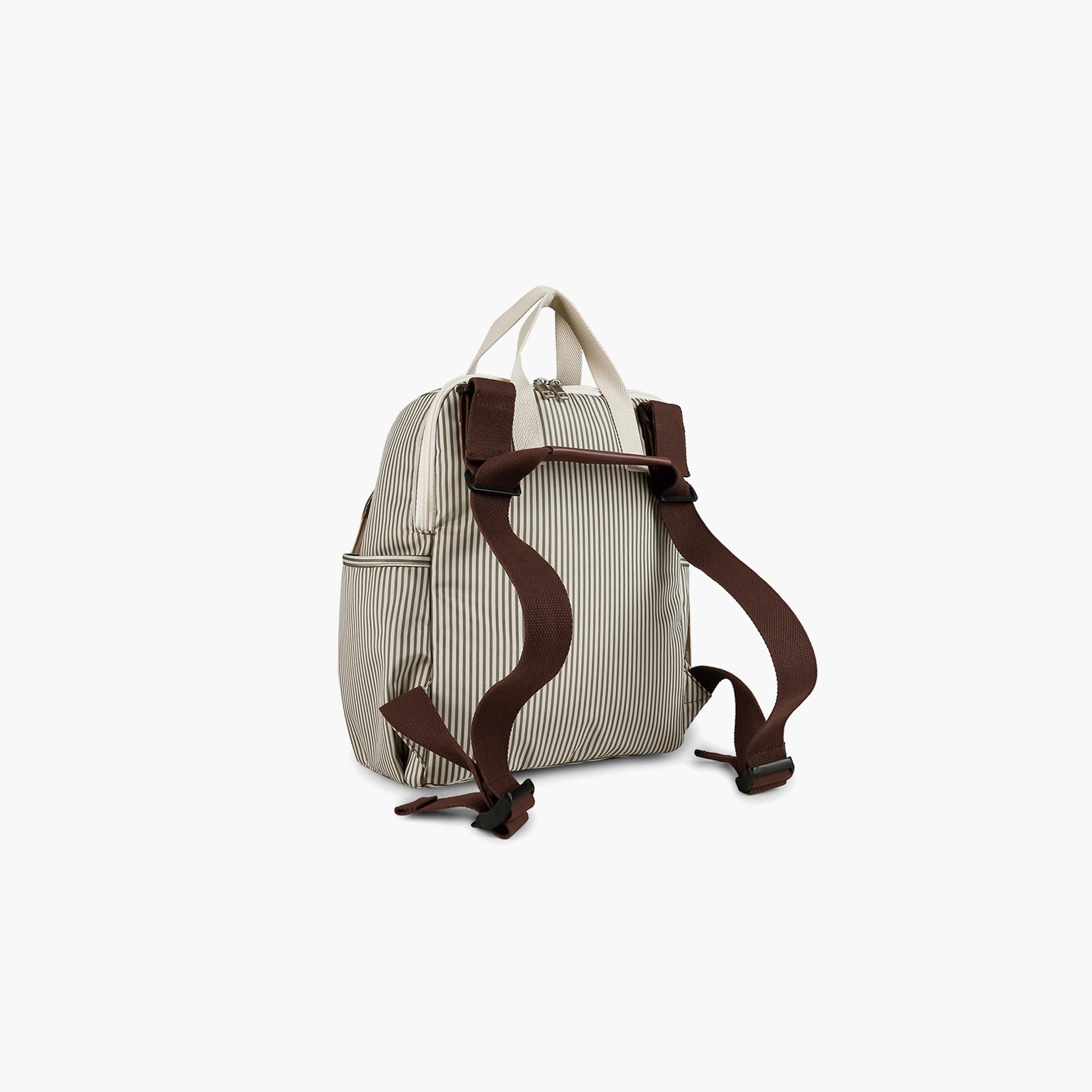 Little Story 3-Piece Diaper Backpack with Changing Mat and Bottle Bag - Stripes - Beige-baby-gear-diaperbags-image-13