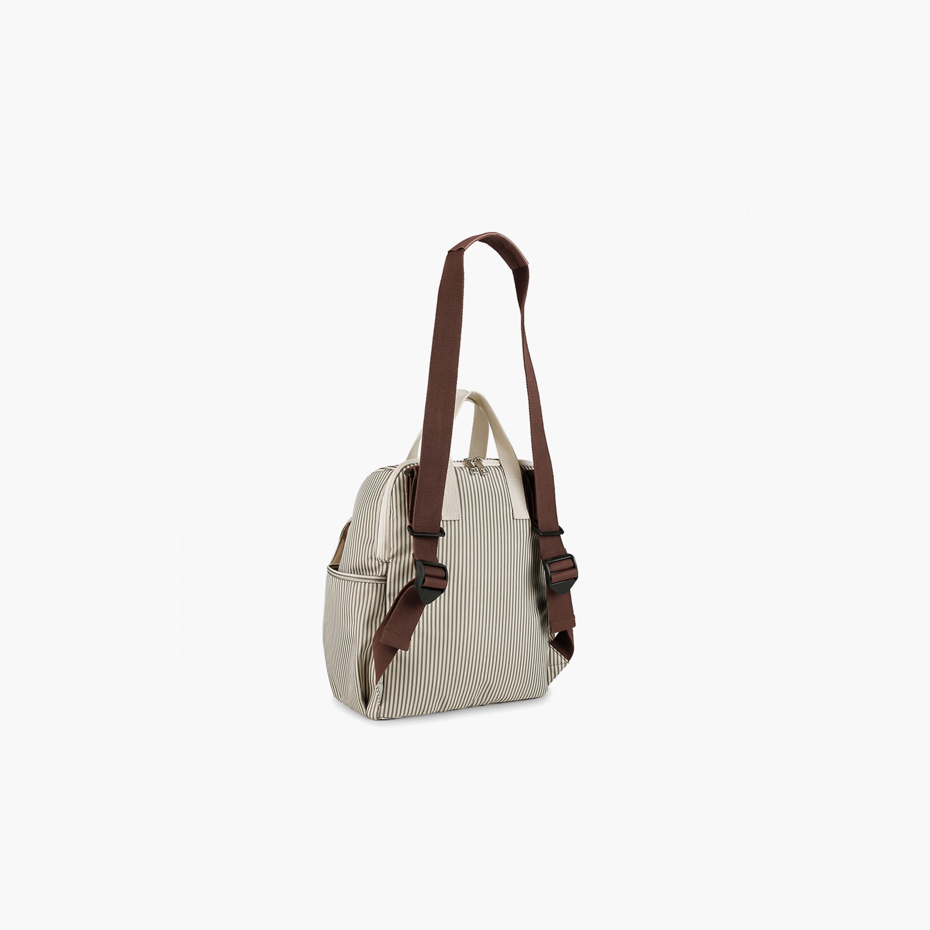 Little Story 3-Piece Diaper Backpack with Changing Mat and Bottle Bag - Stripes - Beige-baby-gear-diaperbags-image-14