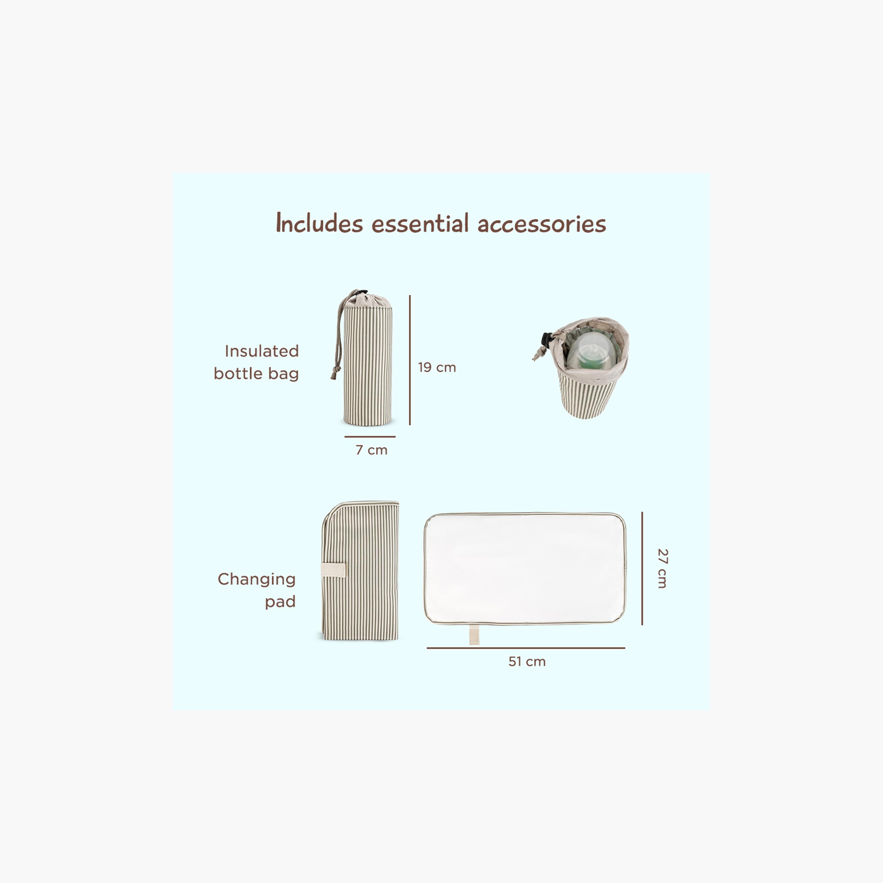 Little Story 3-Piece Diaper Backpack with Changing Mat and Bottle Bag - Stripes - Beige-baby-gear-diaperbags-image-6