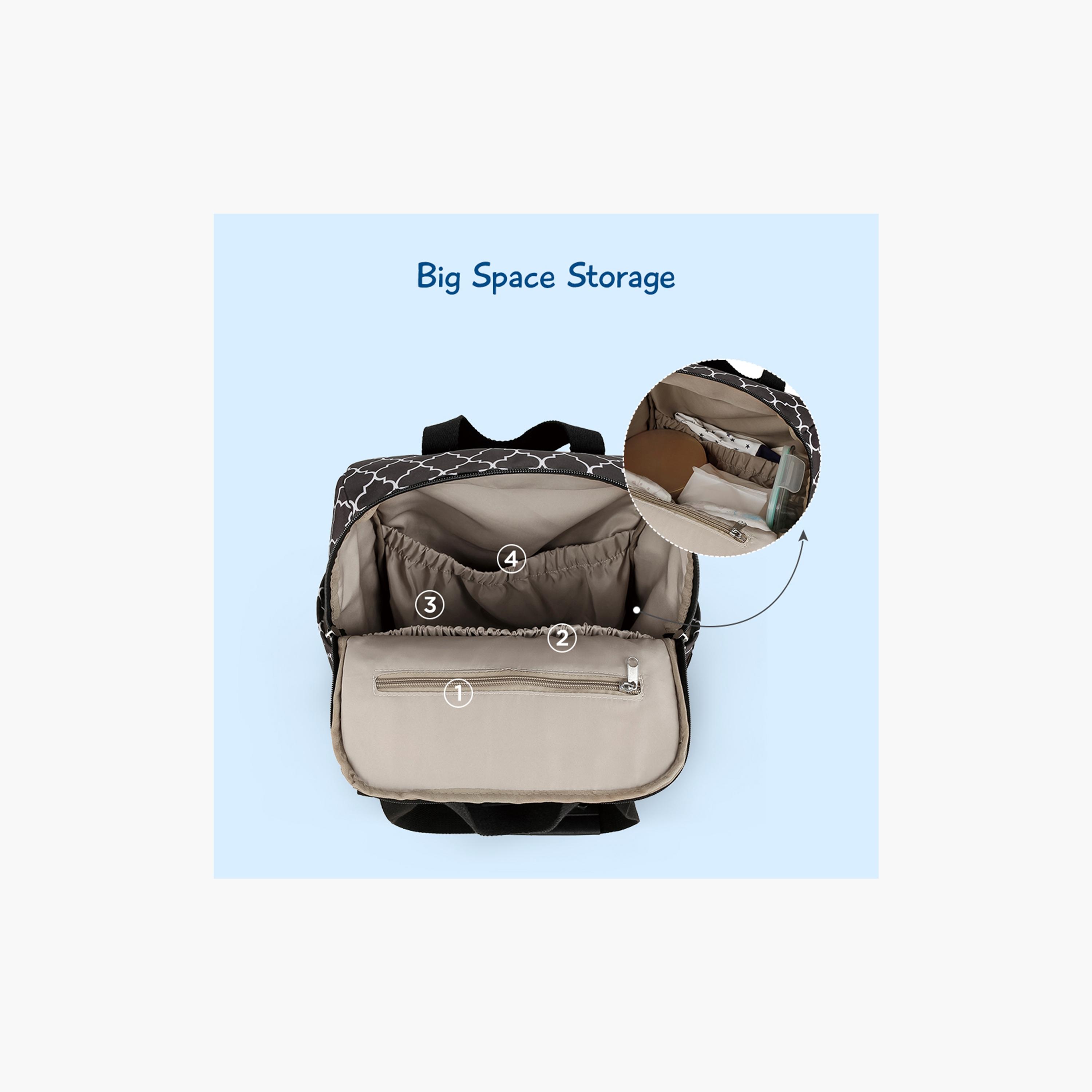 Little Story 3-Piece Diaper Backpack with Changing Mat and Bottle Bag - Signature - Black-baby-gear-diaperbags-image-10