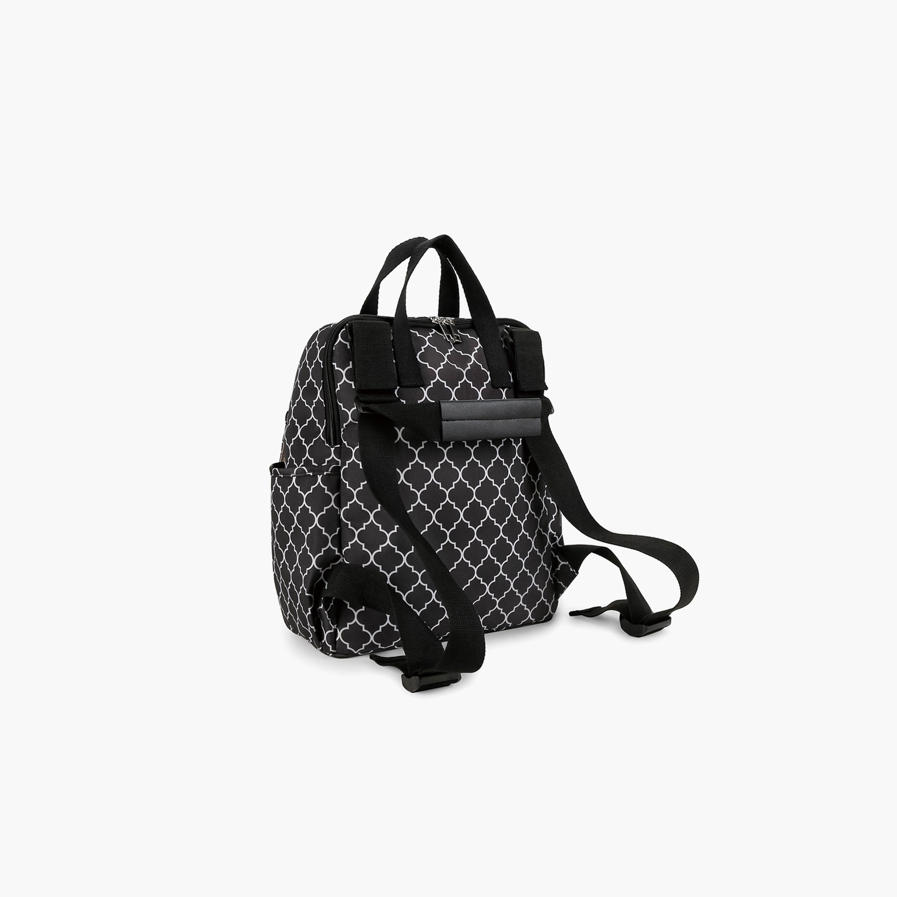 Little Story 3-Piece Diaper Backpack with Changing Mat and Bottle Bag - Signature - Black-baby-gear-diaperbags-image-13