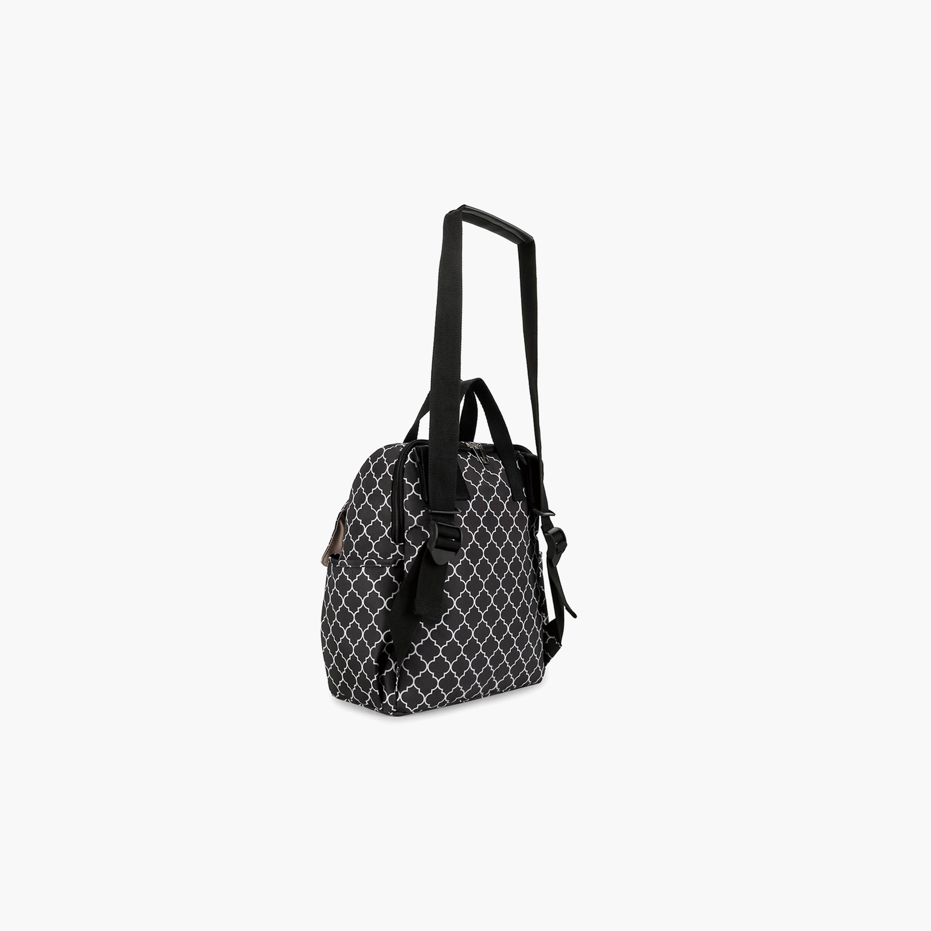 Little Story 3-Piece Diaper Backpack with Changing Mat and Bottle Bag - Signature - Black-baby-gear-diaperbags-image-14